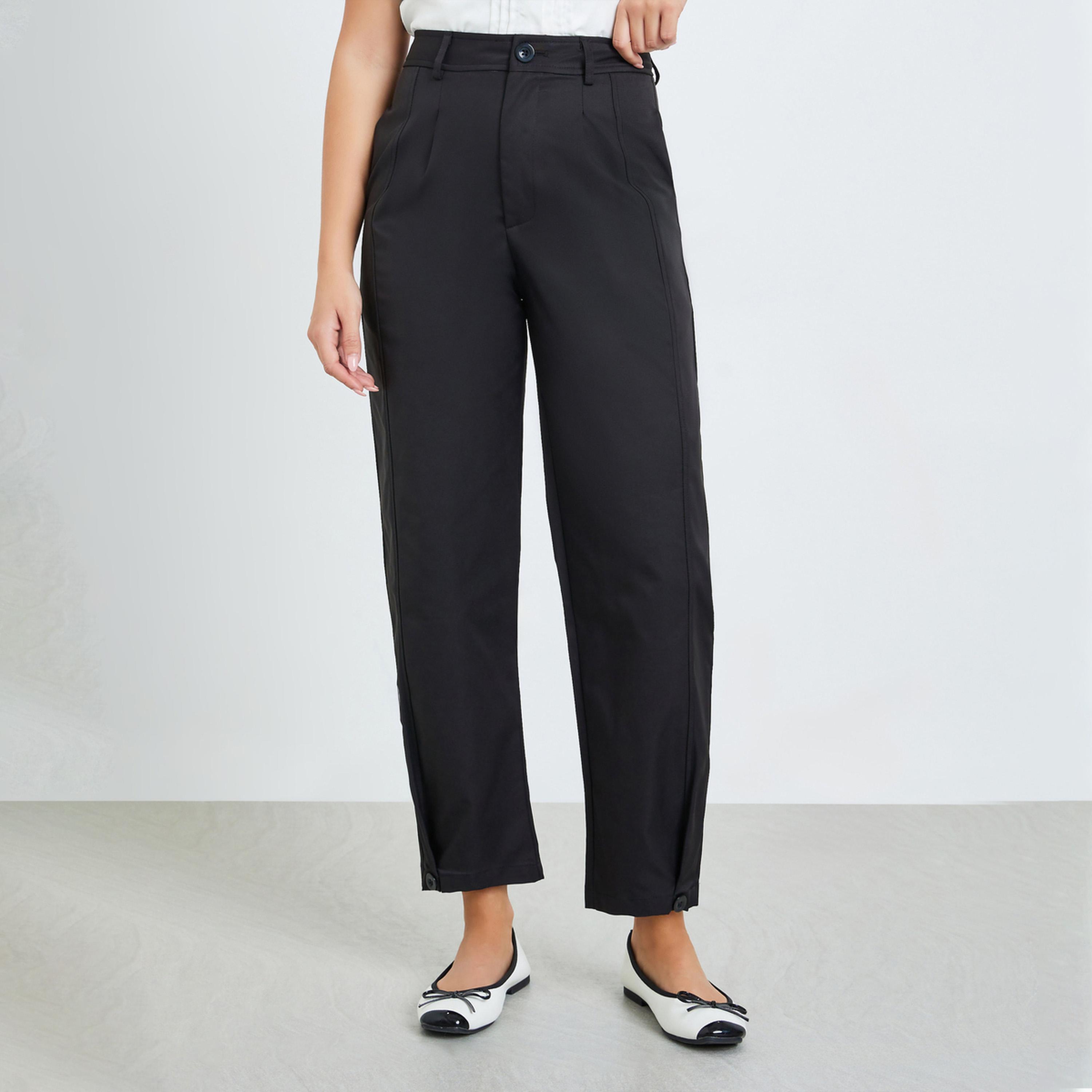 Take Two Black Solid Lantern Pants with Pockets-women-clothing-bottoms-trousers-image-1
