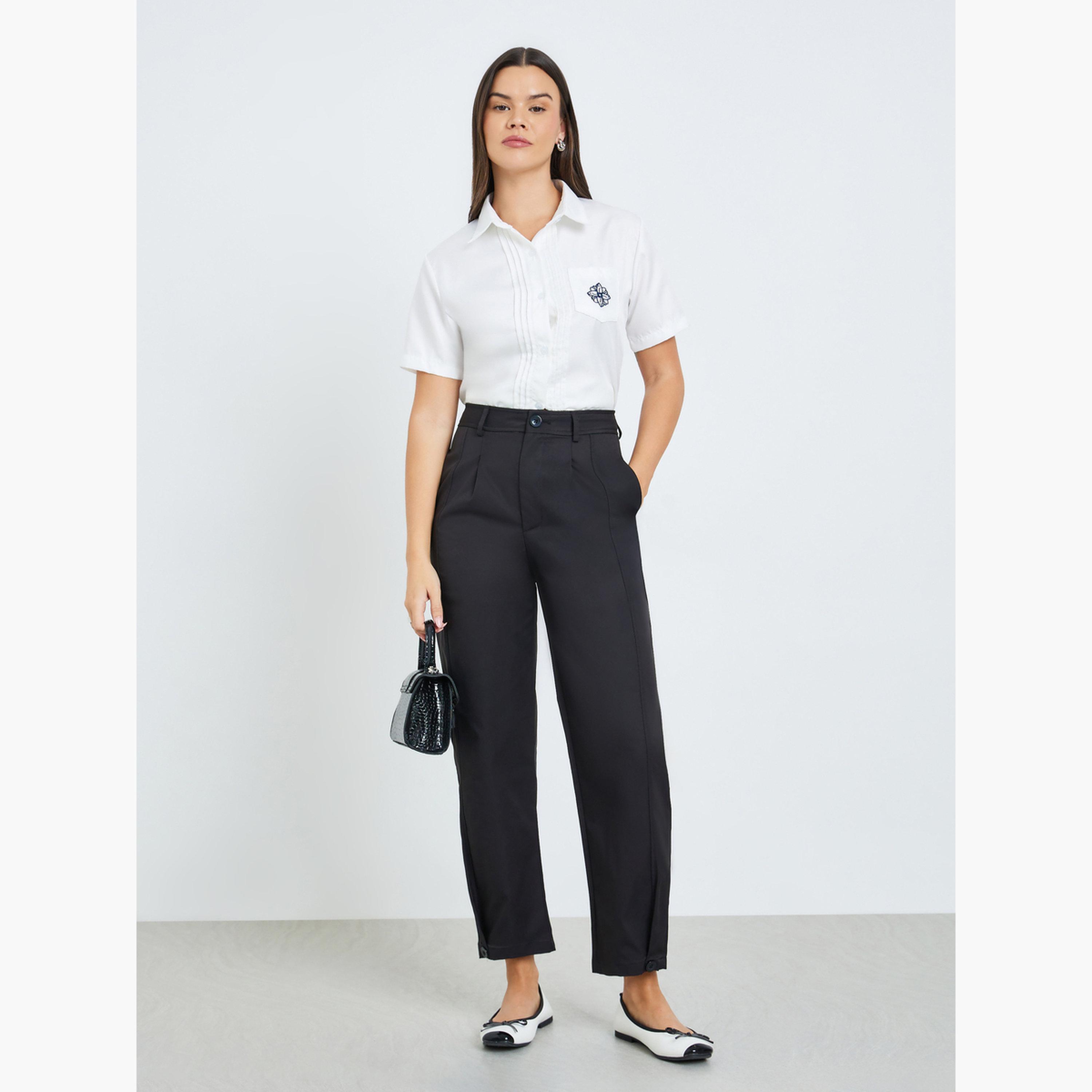 Take Two Black Solid Lantern Pants with Pockets-women-clothing-bottoms-trousers-image-2