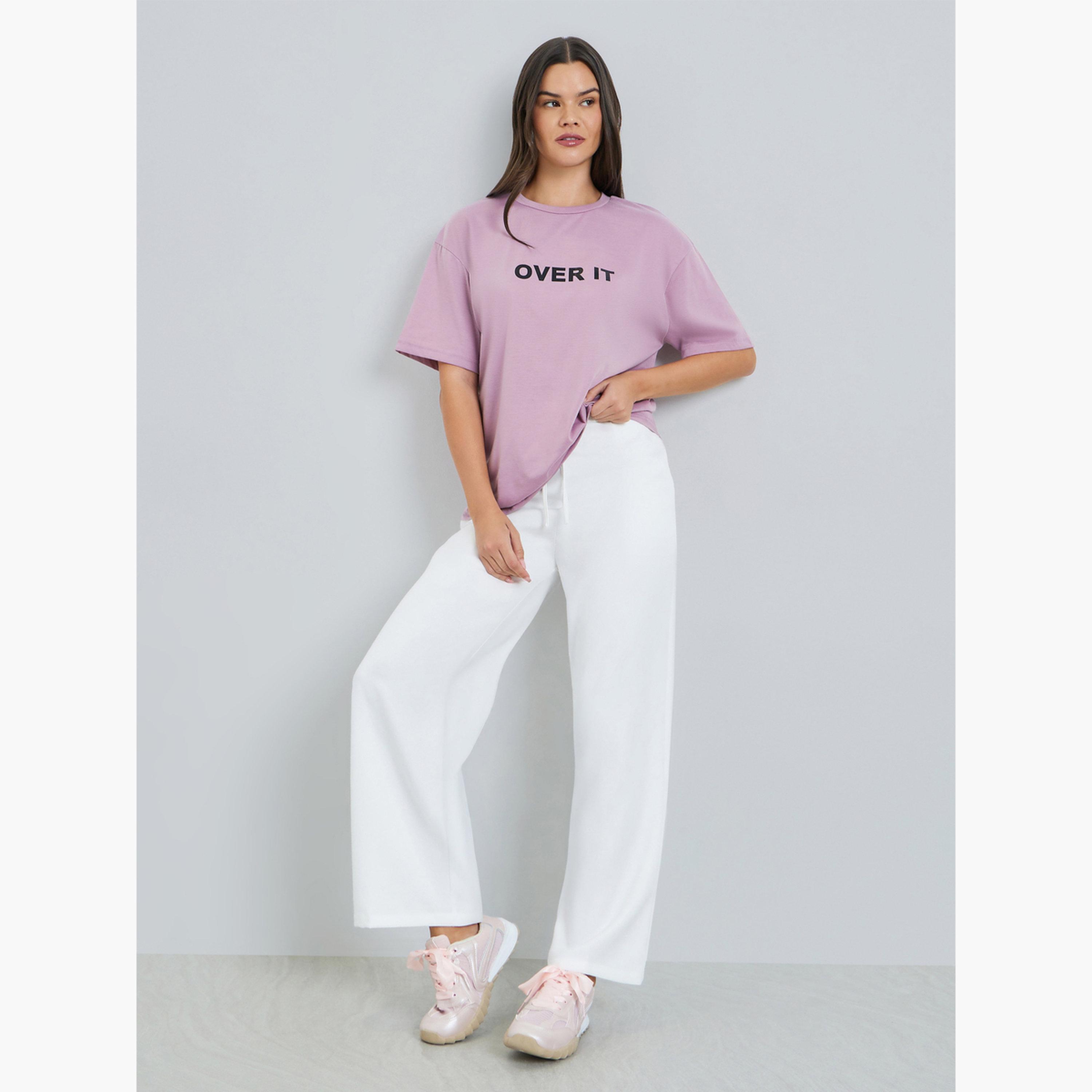بنطال أبيض واسع الساق برباط-women-clothing-bottoms-trousers-image-2