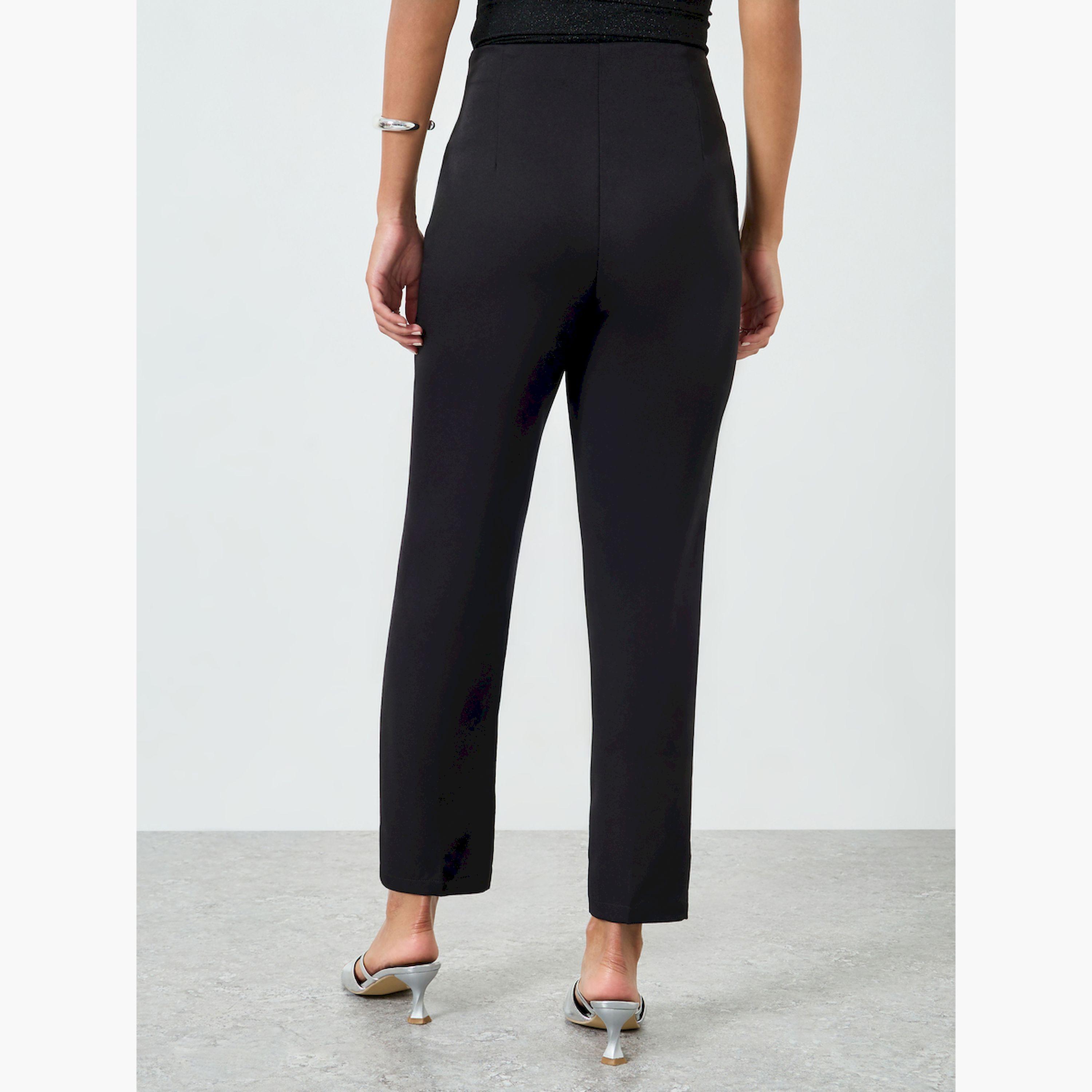 بنطال أسود خصر عالي وقصة ضيقة-women-clothing-bottoms-trousers-image-4