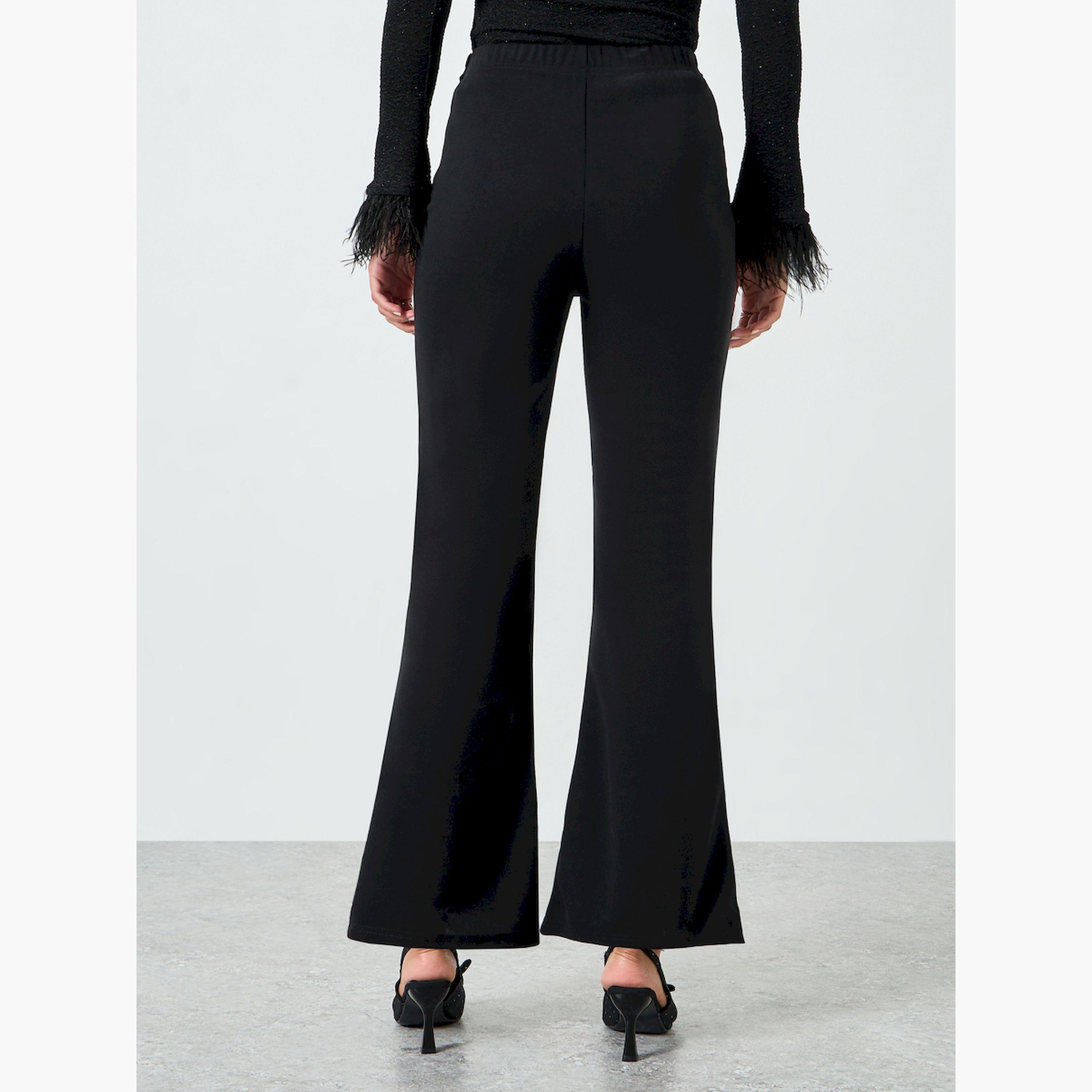 بنطال أسود شارلستون بتفاصيل إبزيم مزين-women-clothing-bottoms-trousers-image-4