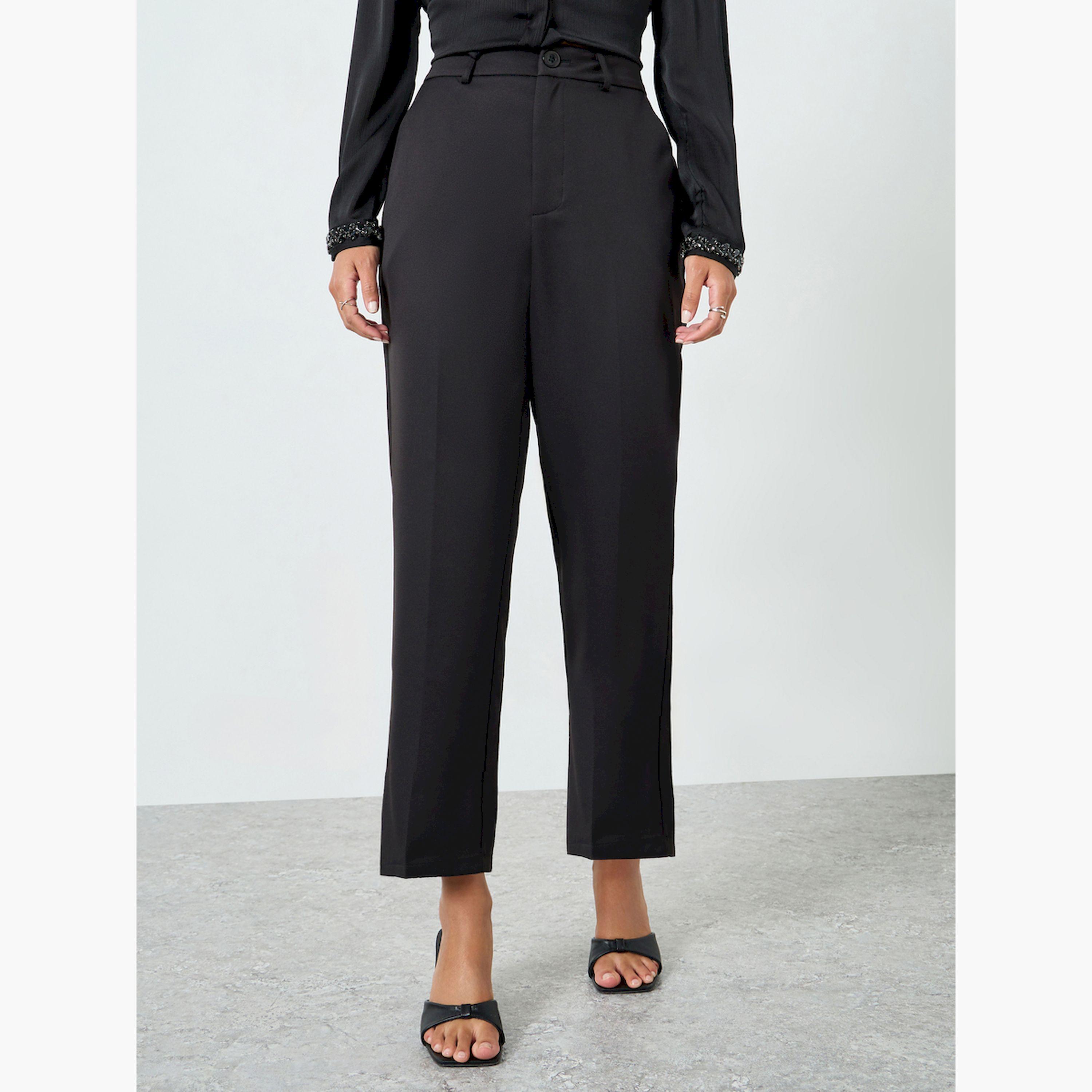 Take Two Black Mid Rise Tapered Pants-women-clothing-bottoms-trousers-image-1