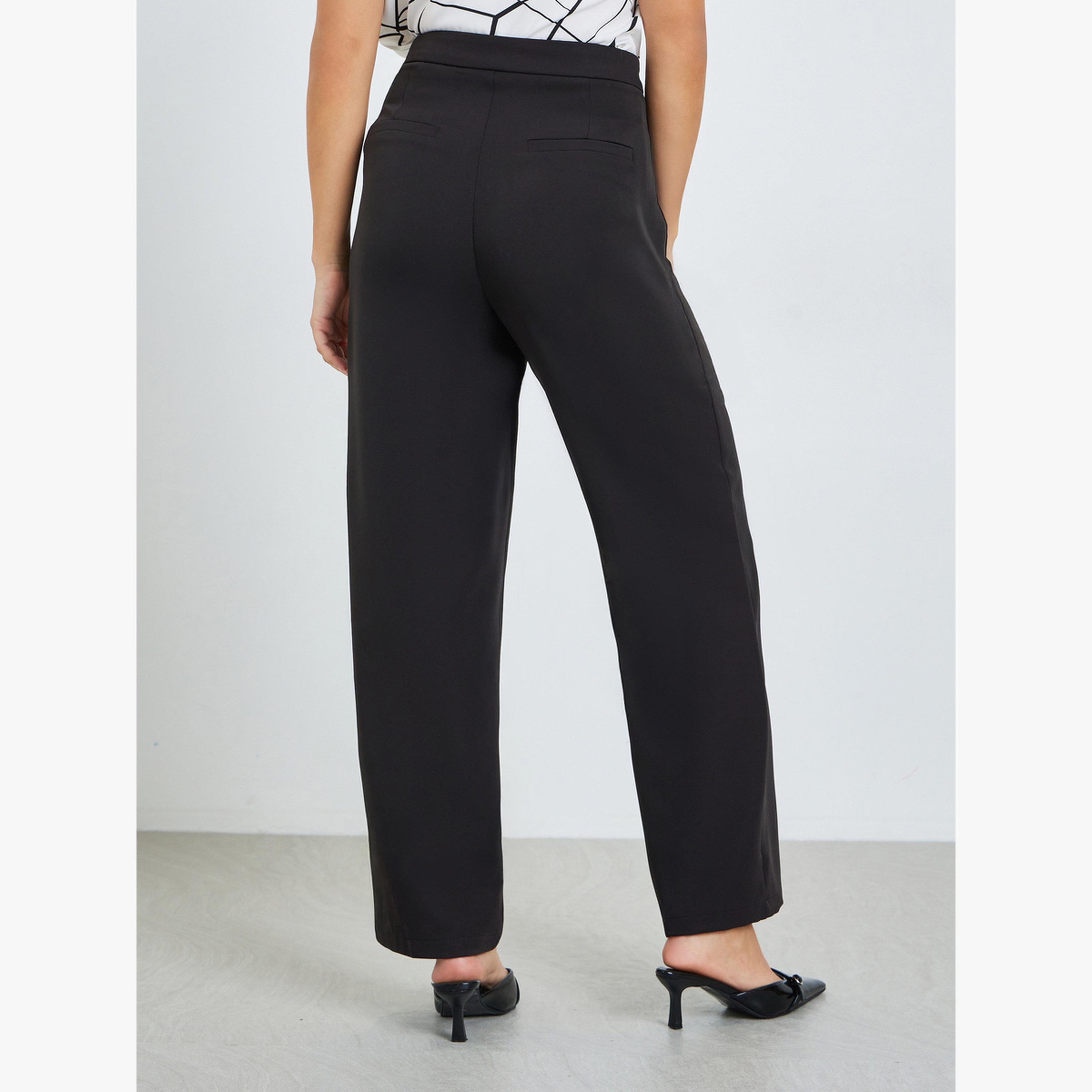 Take Two Black Solid Wide Leg Trousers-women-clothing-bottoms-trousers-image-4