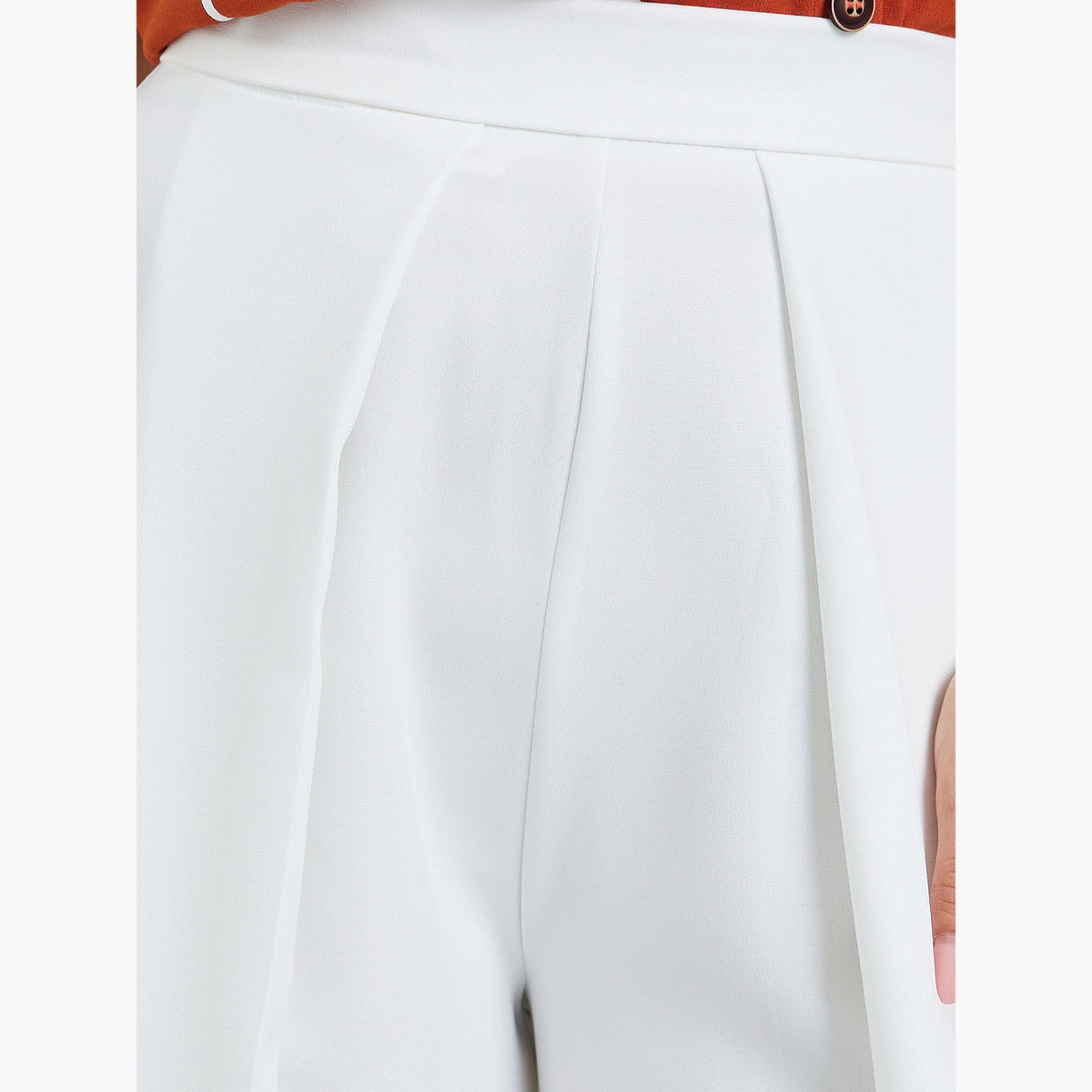 بنطال أبيض واسع الساق بتفاصيل كسرات-women-clothing-bottoms-trousers-image-4