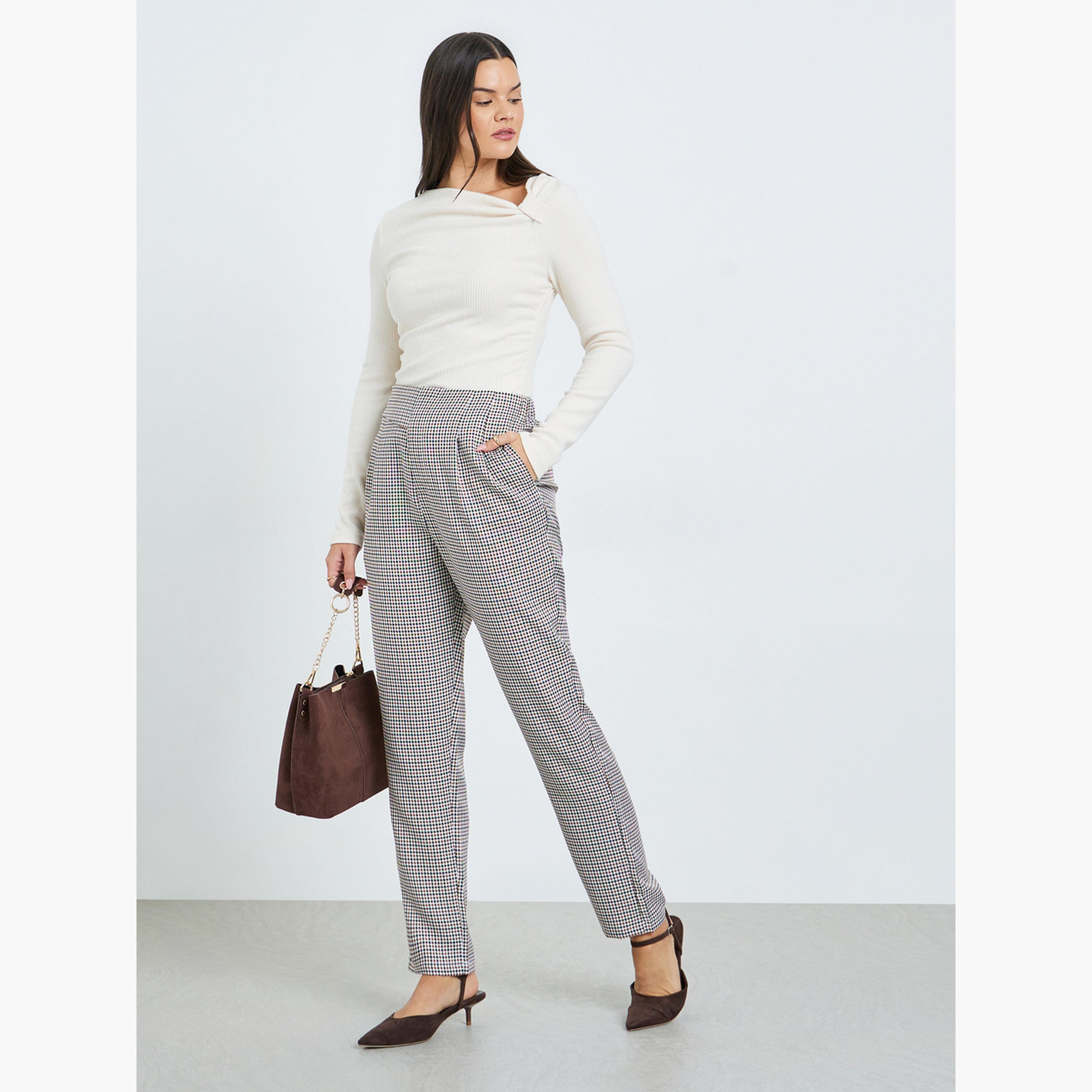 Take Two Checkered Tapered Trousers-women-clothing-bottoms-trousers-image-2