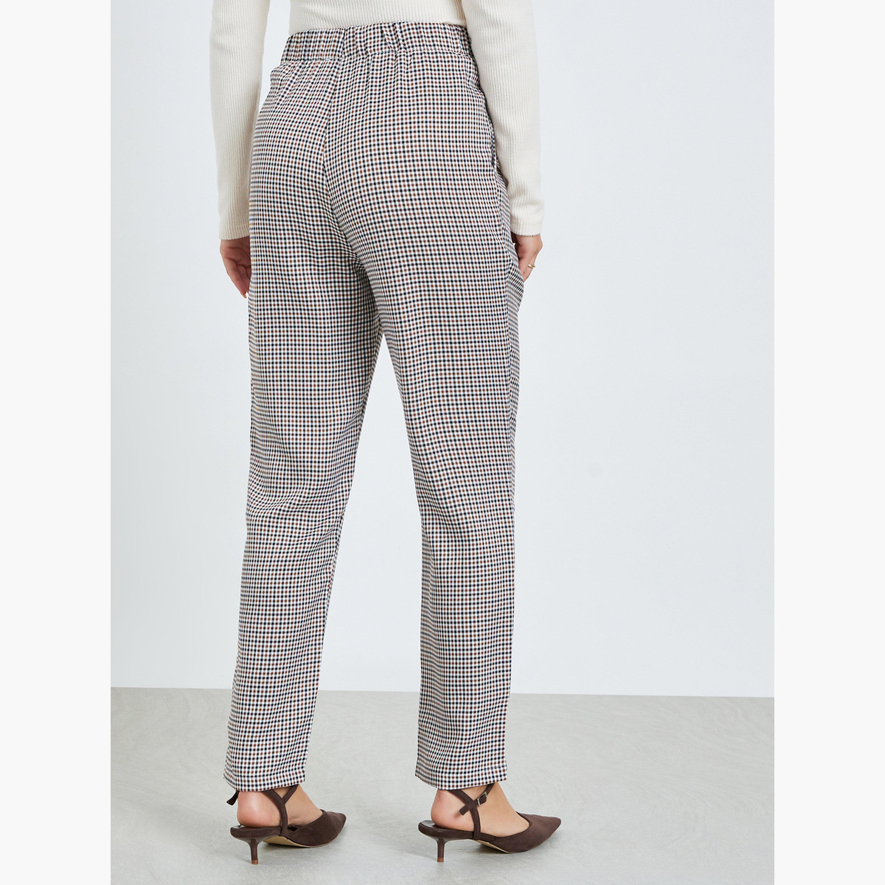 بنطال كاروهات بقصة ضيقة من الأسفل-women-clothing-bottoms-trousers-image-3