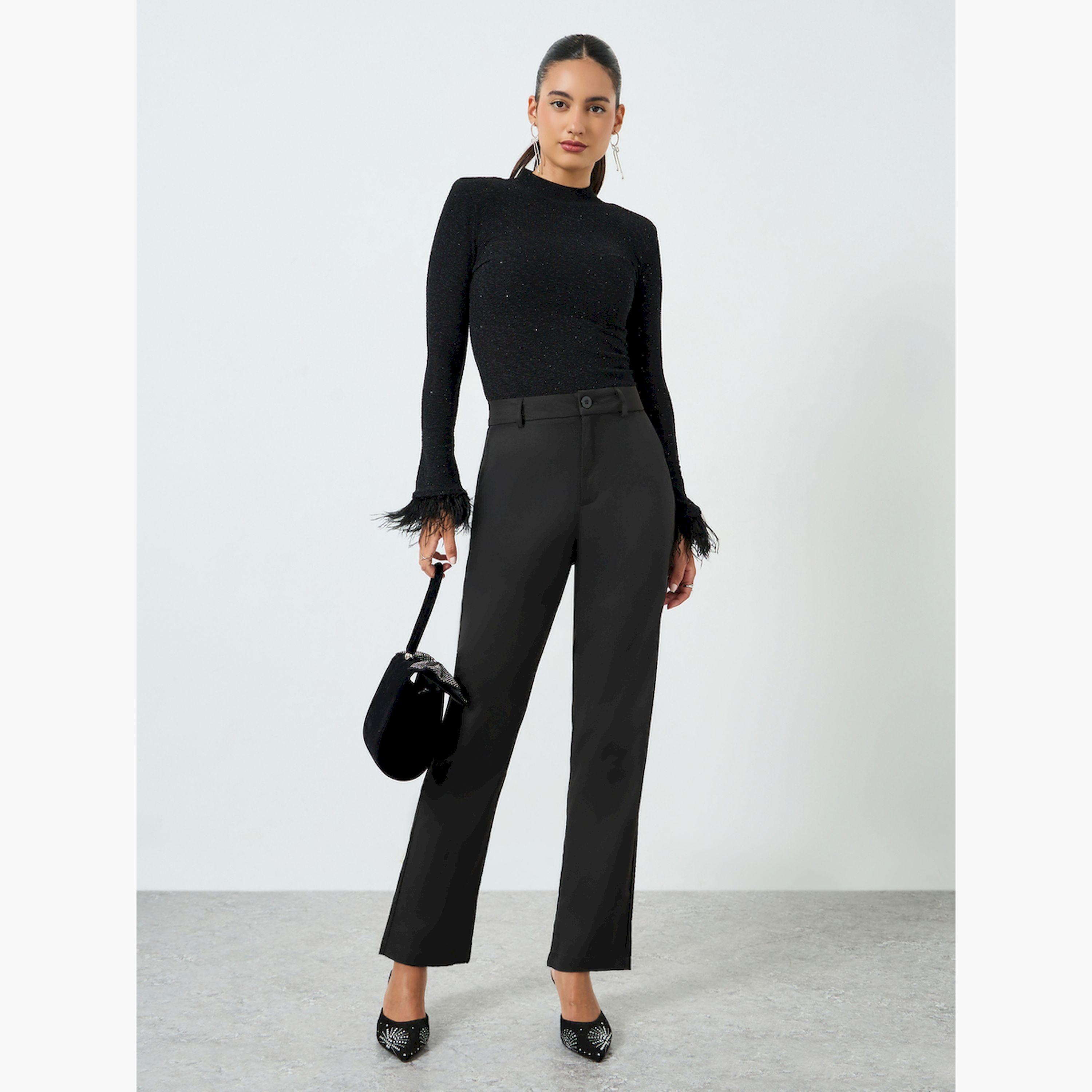 بنطال أسود خصر متوسط وقصة مدببة-women-clothing-bottoms-trousers-image-2