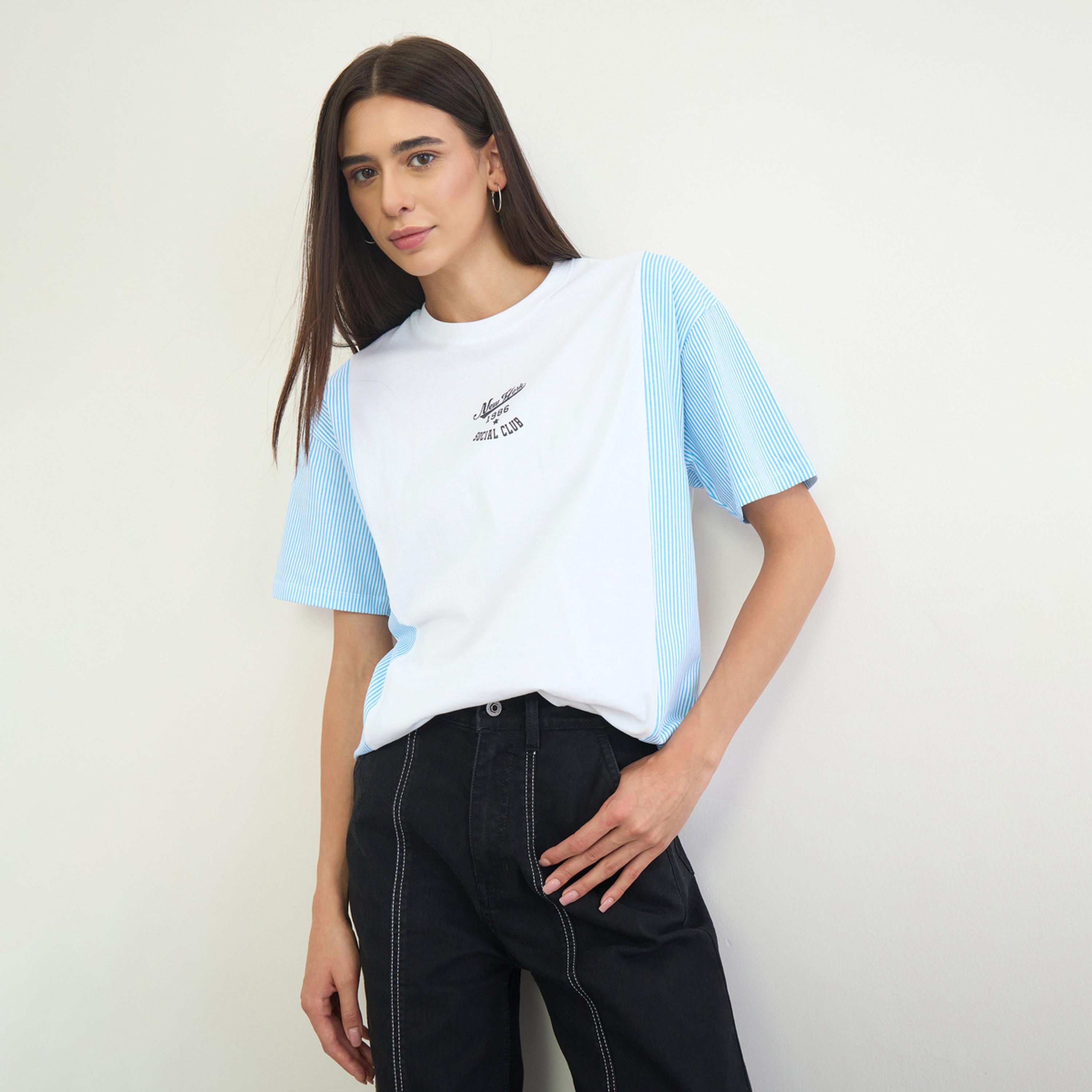 Styli White Oversized Slogan Printed 100% Cotton T-Shirt-women-clothing-tshirts-image-1