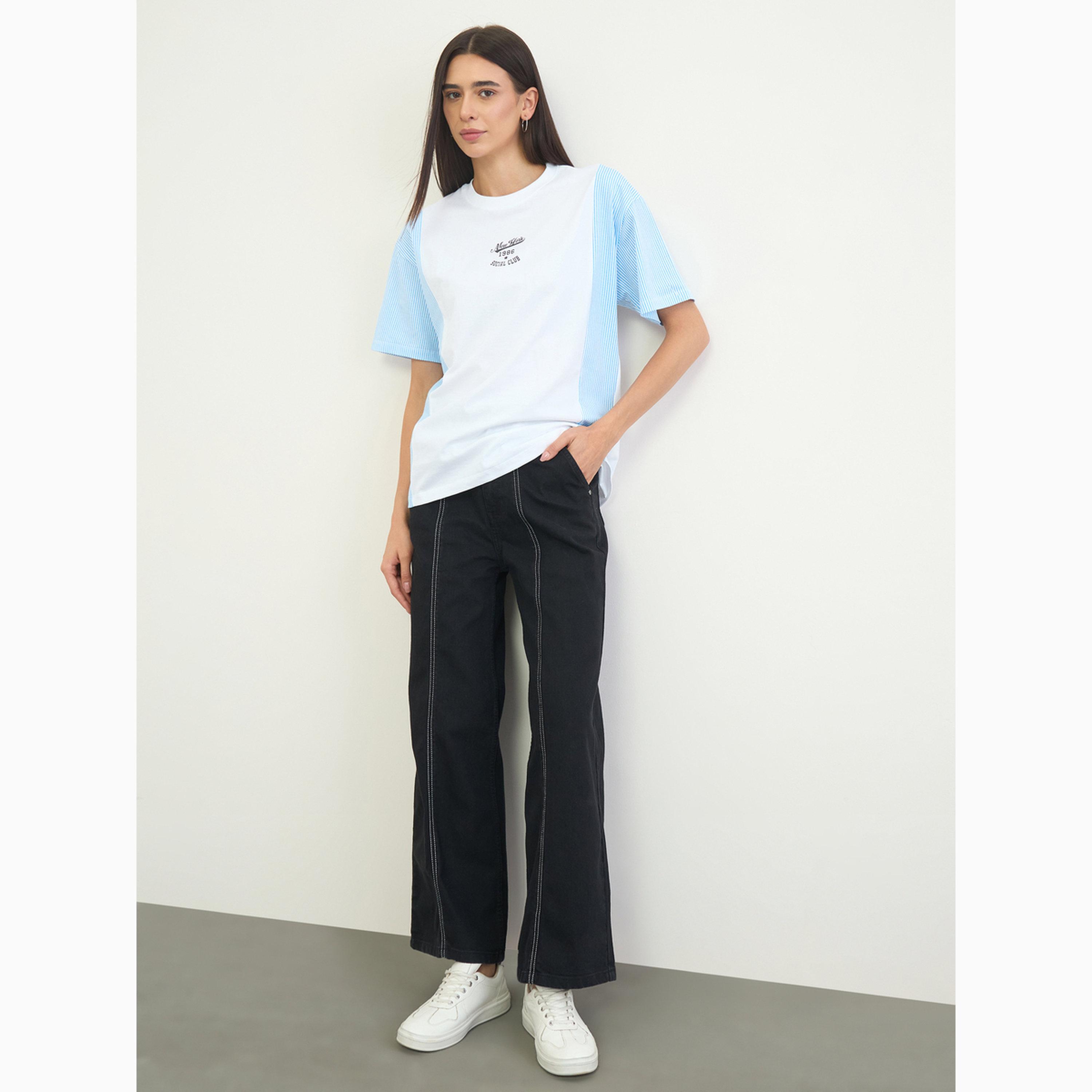 Styli White Oversized Slogan Printed 100% Cotton T-Shirt-women-clothing-tshirts-image-2