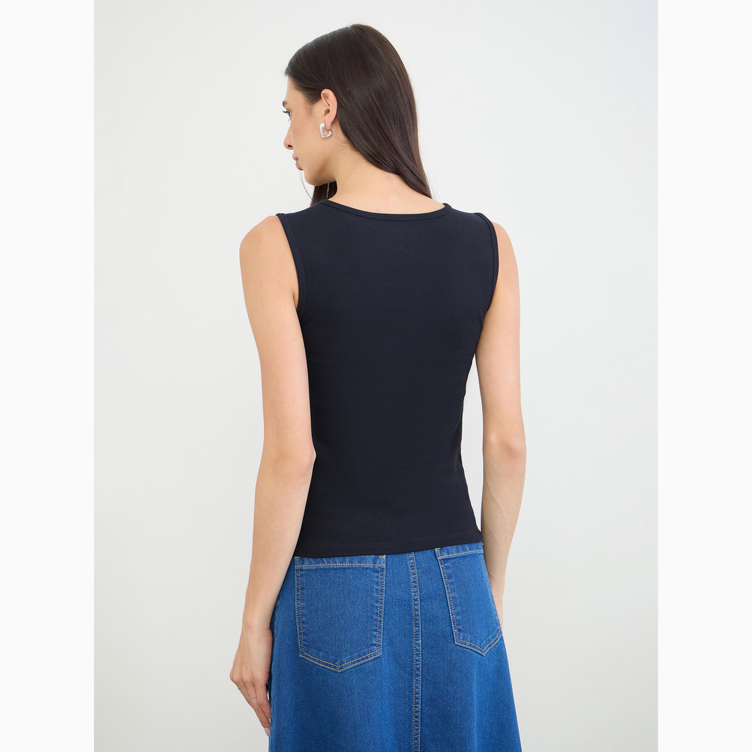 بلوزة بلا أكمام بياقة قارب-women-clothing-tshirts-image-4