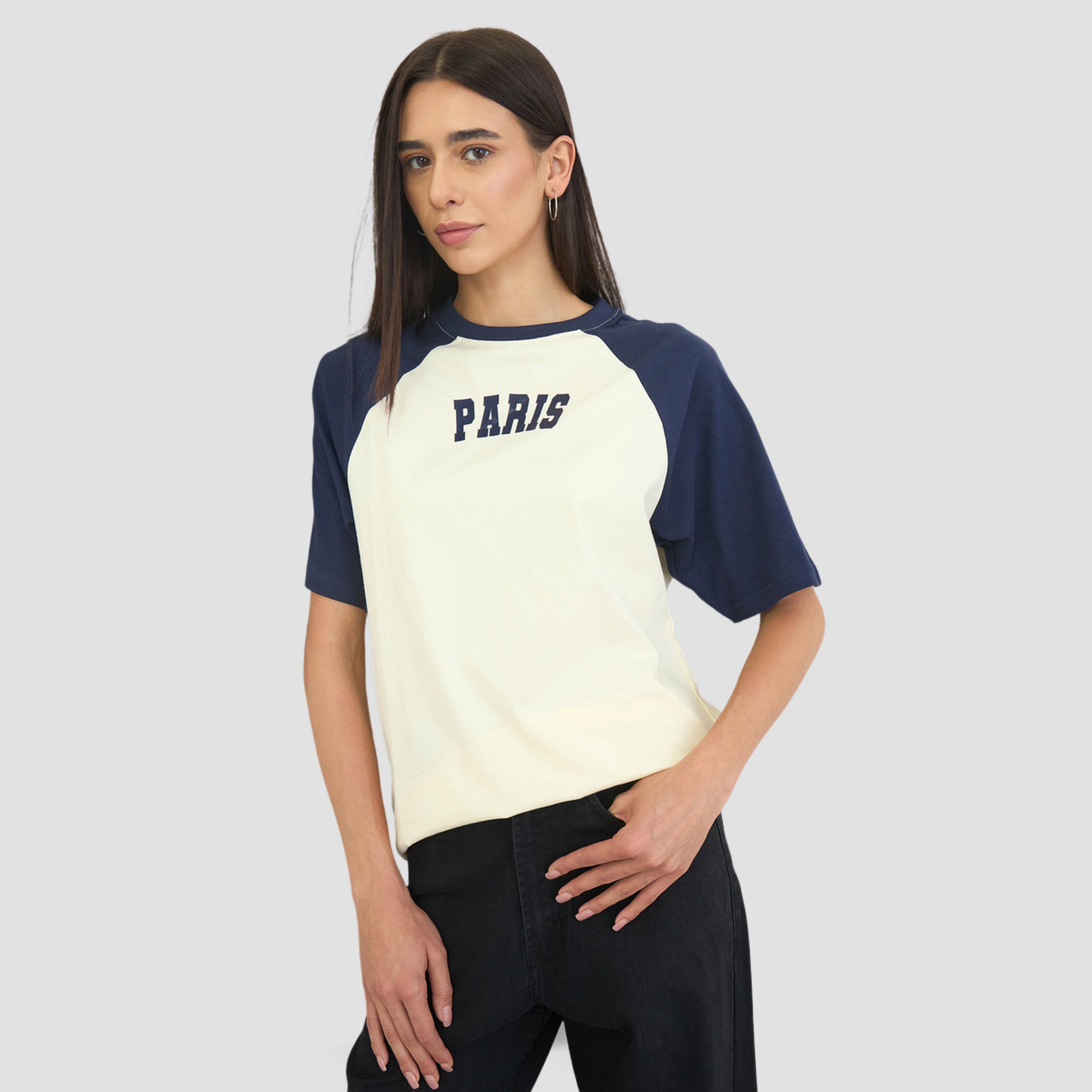 Styli Cream Text Print Oversized Raglan Sleeve T-Shirt-women-clothing-tshirts-image-3