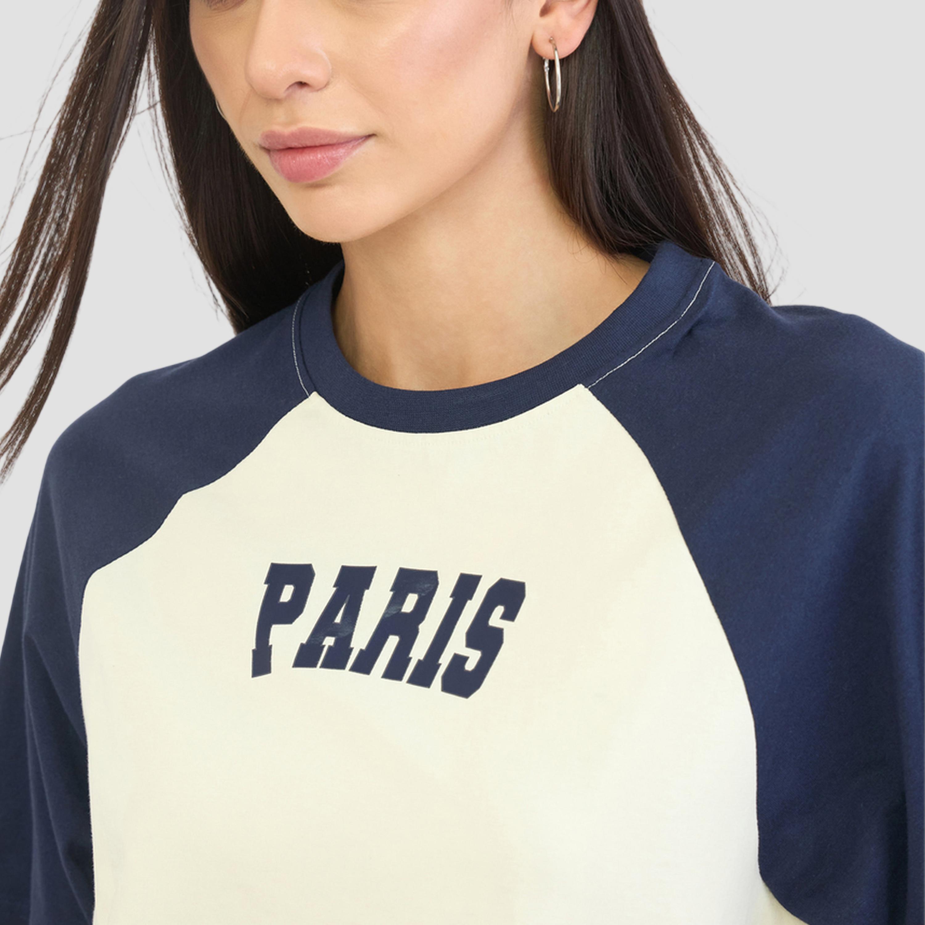 Styli Cream Text Print Oversized Raglan Sleeve T-Shirt-women-clothing-tshirts-image-4