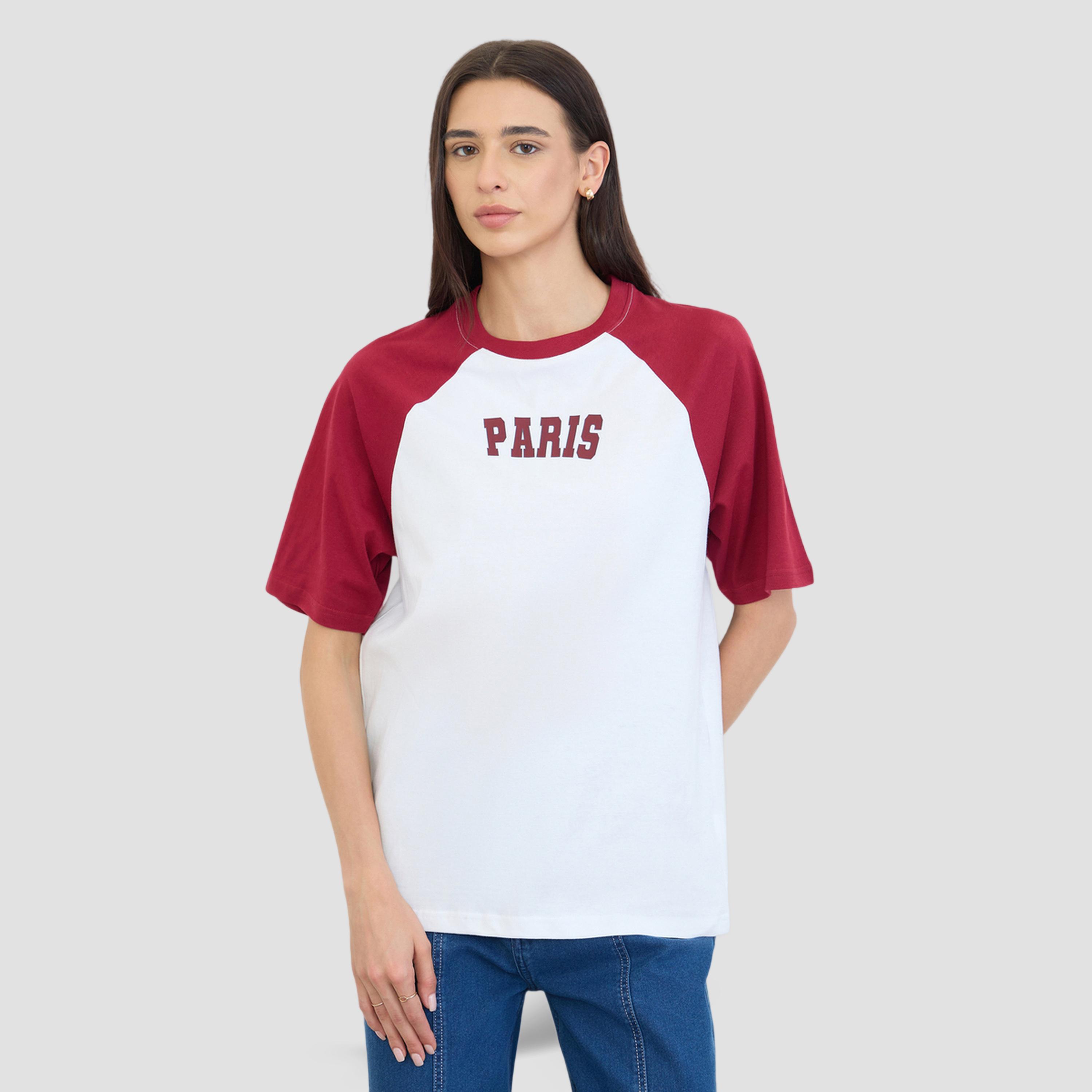 Styli White Text Print Oversized Raglan Sleeve T-Shirt-women-clothing-tshirts-image-1