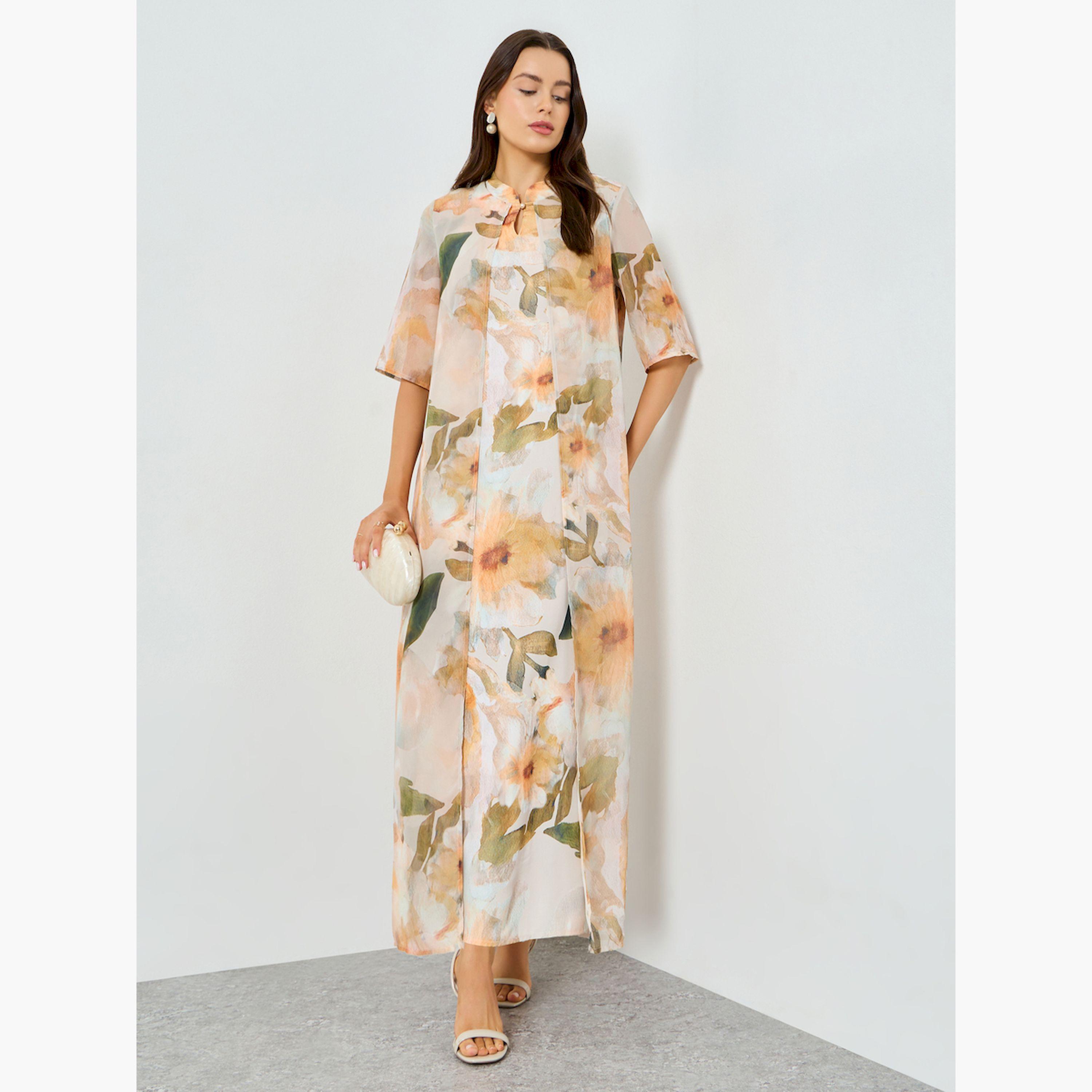 فستان طويل مطبوع أكمام قصيرة-women-clothing-dresses-image-1