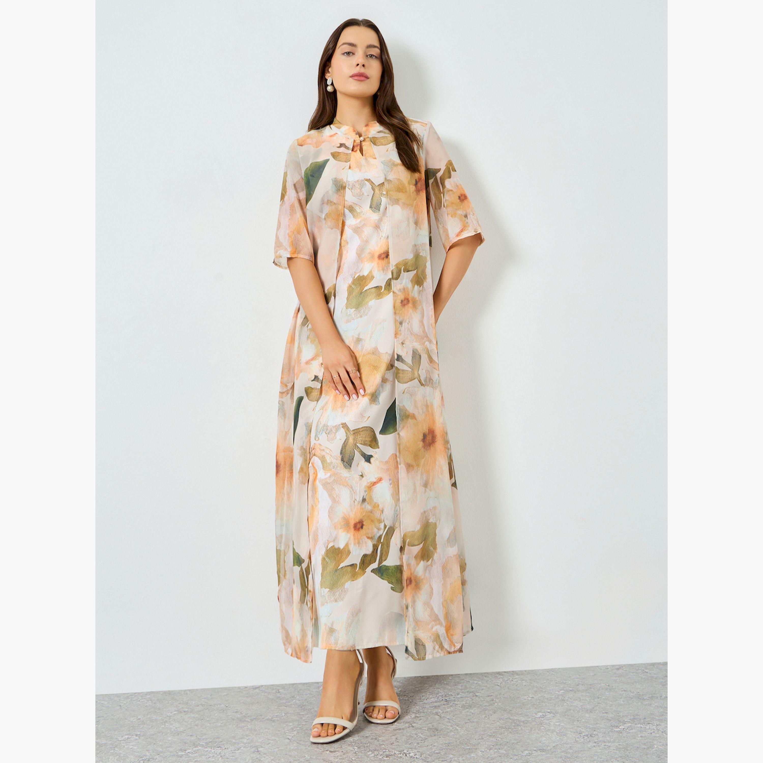 Take Two X Styli Floral Print Short Sleeve A-Line Maxi Dress-women-clothing-dresses-image-3