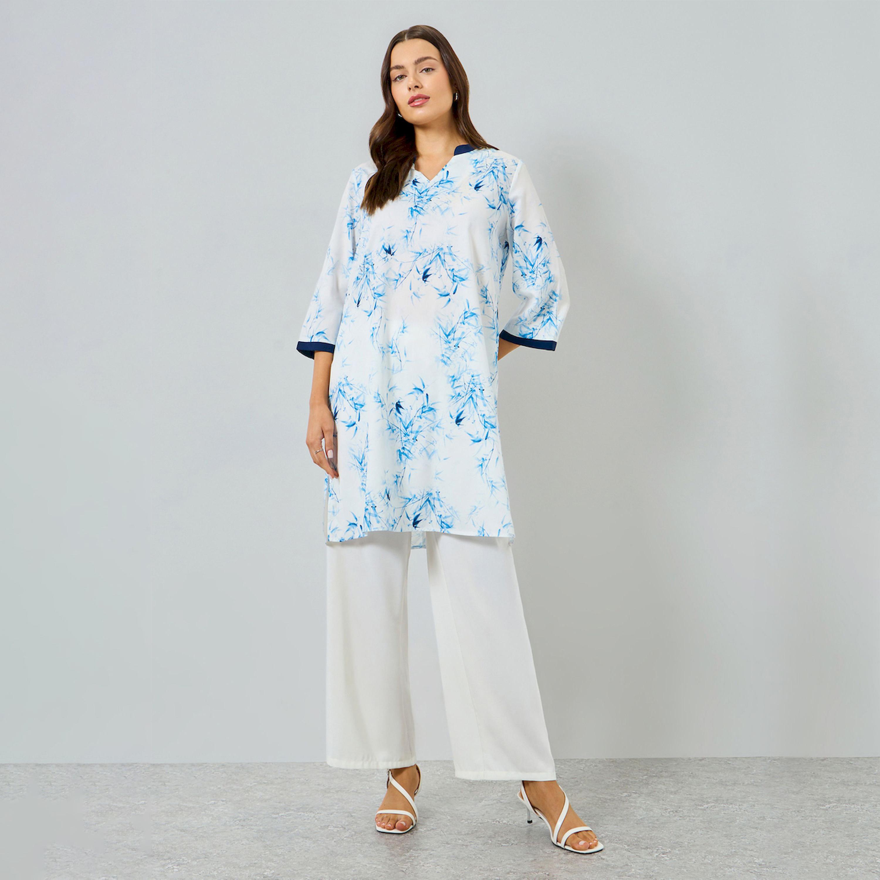 Take Two X Styli Floral Print A-Line Tunic and Trousers Co-Ords-women-clothing-coordsets-image-1