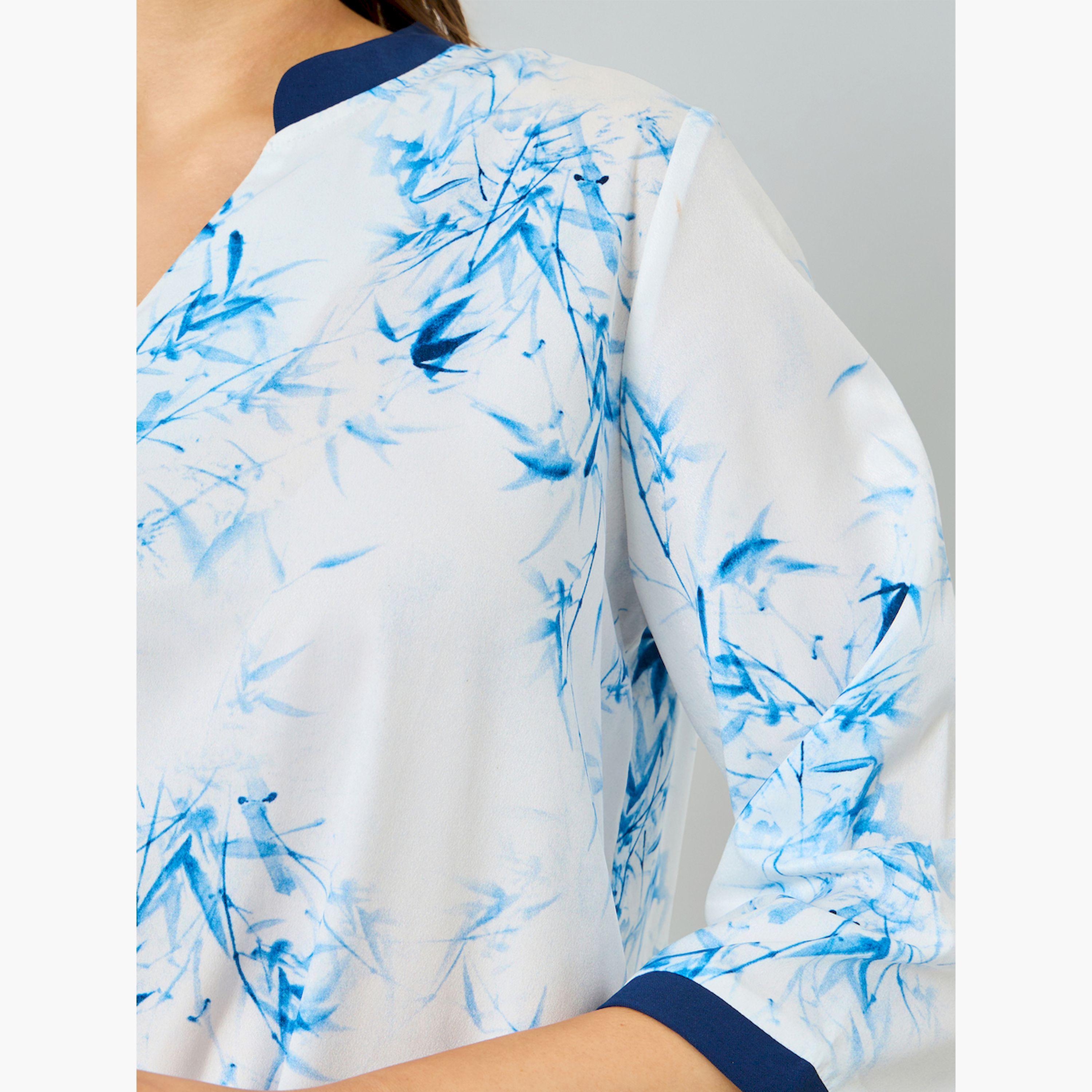 طقم منسق تونيق بحافة واسعة مطبوع بزخارف زهور وبنطال-women-clothing-coordsets-image-4