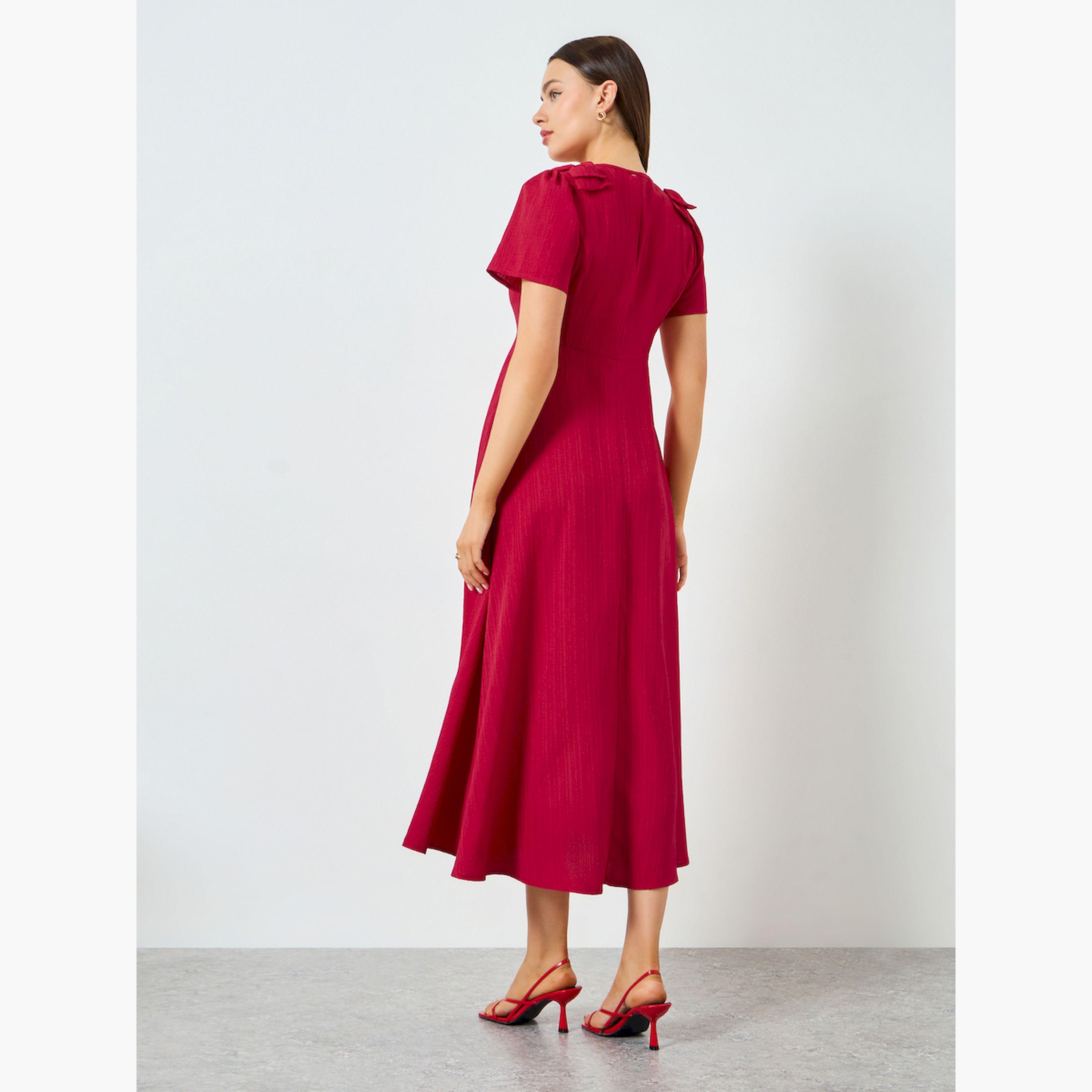 Take Two X Styli Red Buttoned Short Sleeve A-Line Maxi Dress-women-clothing-dresses-image-6