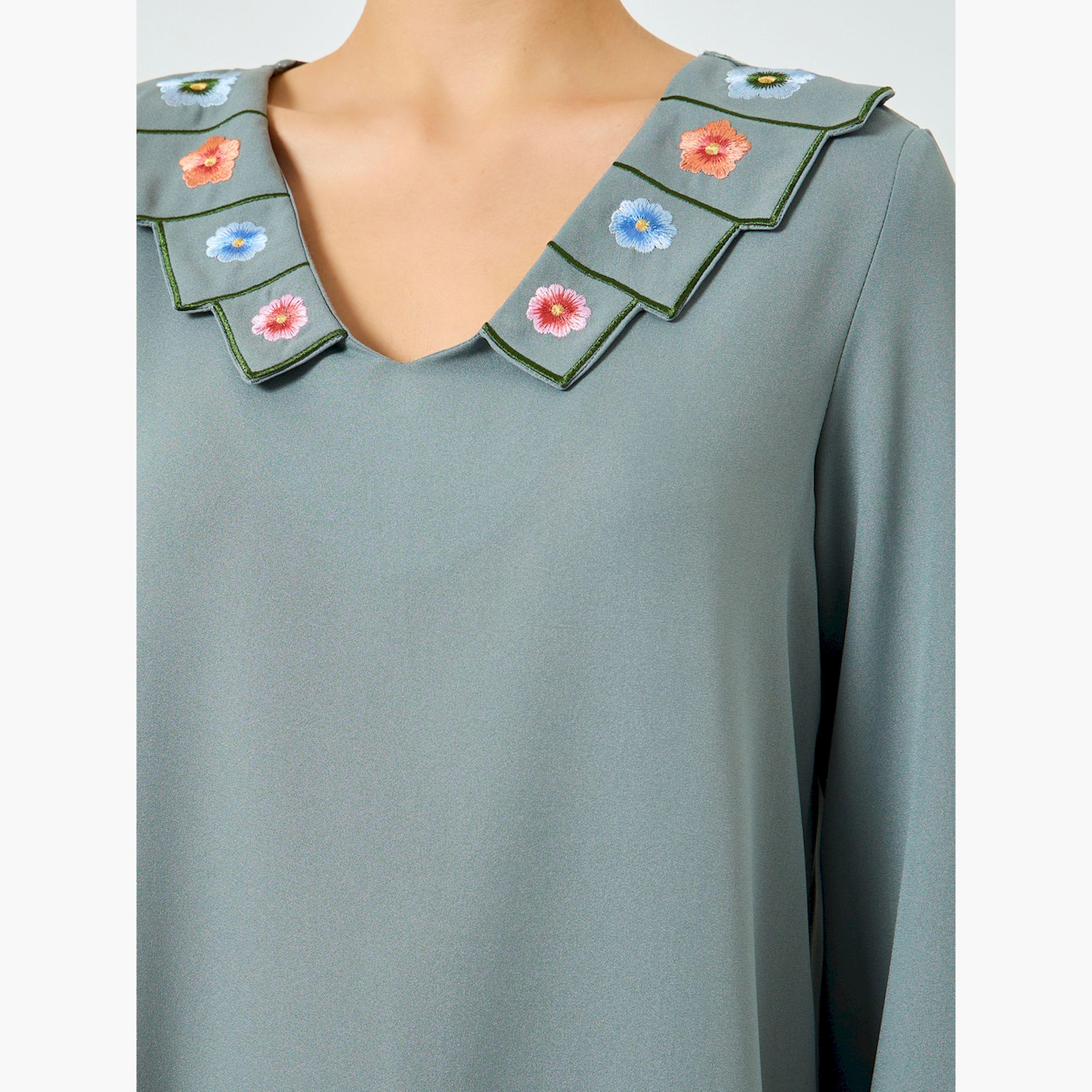 جلابية خضراء مطرزة بالزهور-women-arabicclothing-jalabiyas-image-4