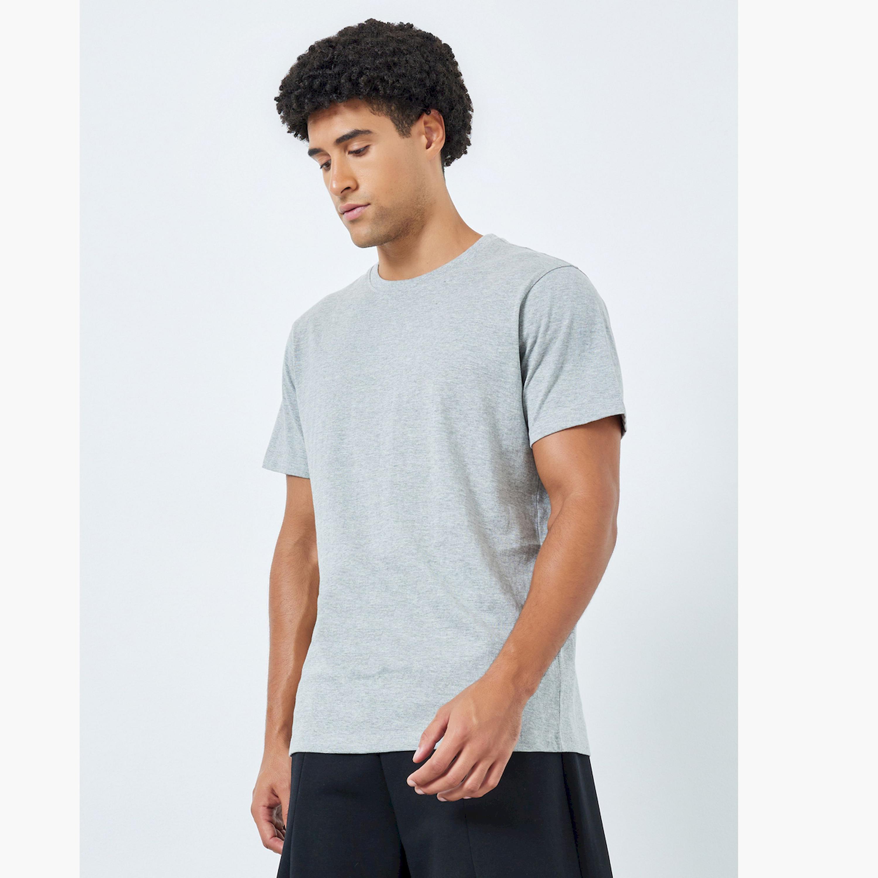 Styli Men Grey Crew Neck Regular Fit T-Shirt-men-clothing-tshirtsandpolos-tshirts-image-1