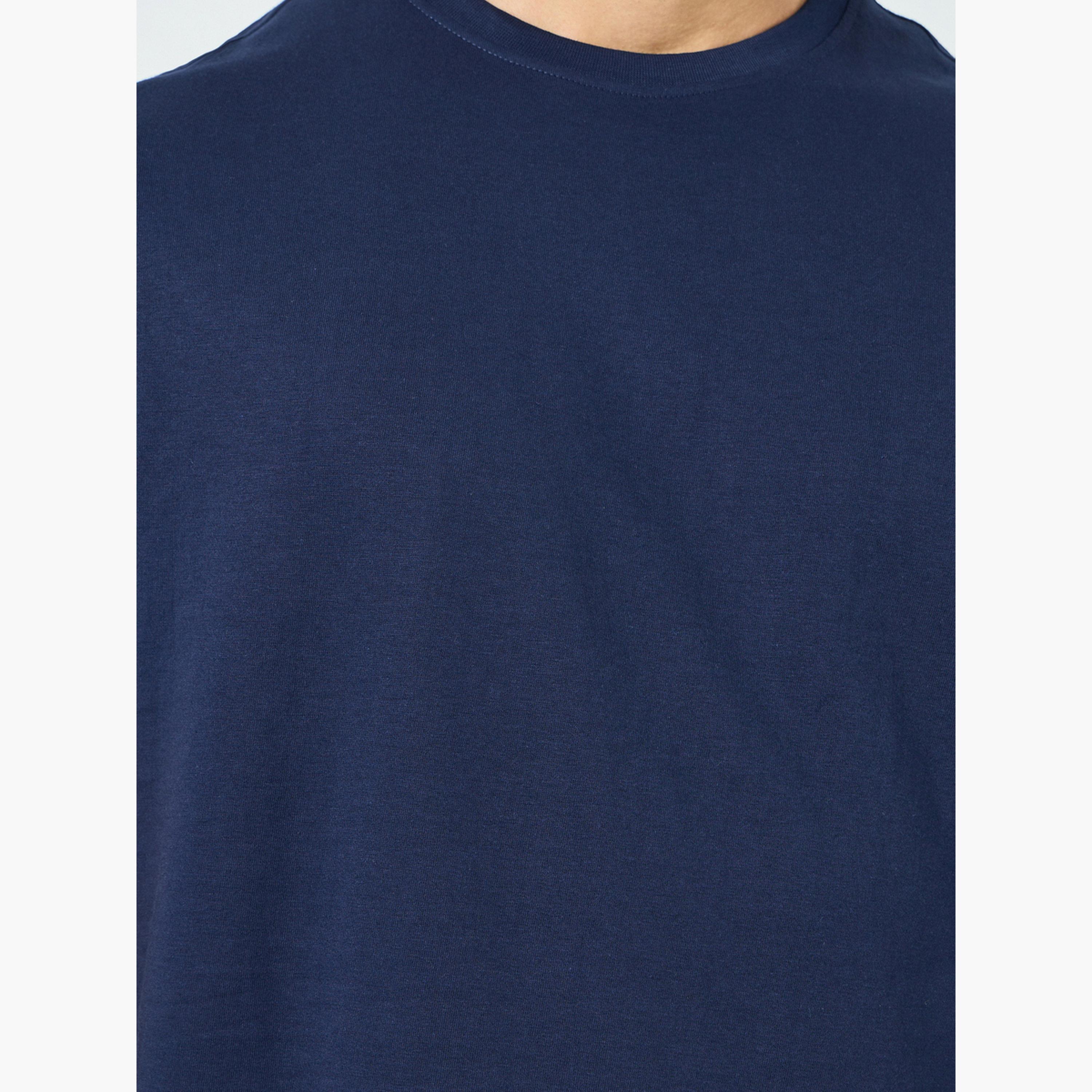 Styli Men Navy Blue Crew Neck Short Sleeve T-Shirt-men-clothing-tshirtsandpolos-polos-image-3
