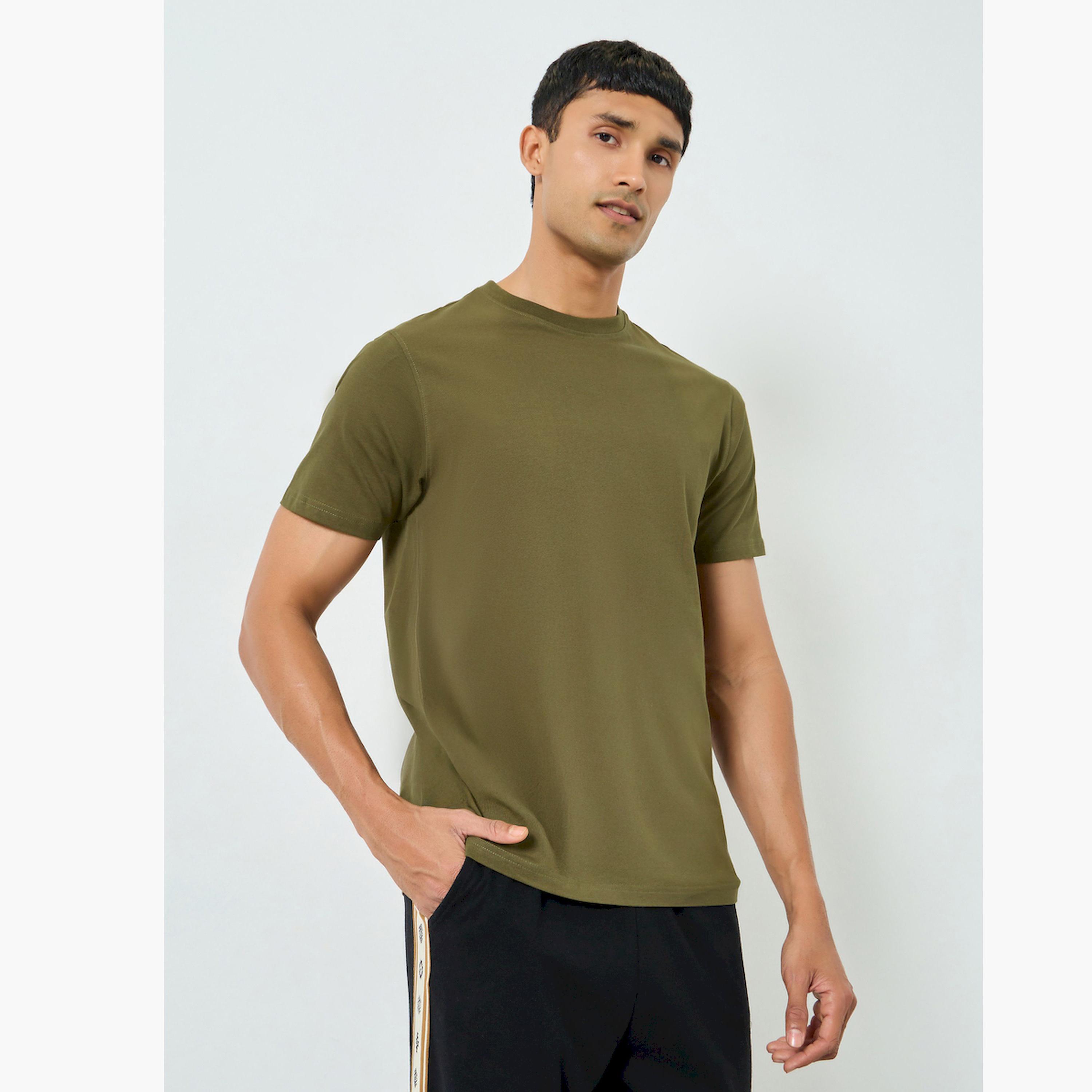 Styli Men Olive Crew Neck Regular Fit T-Shirt-men-clothing-tshirtsandpolos-tshirts-image-1