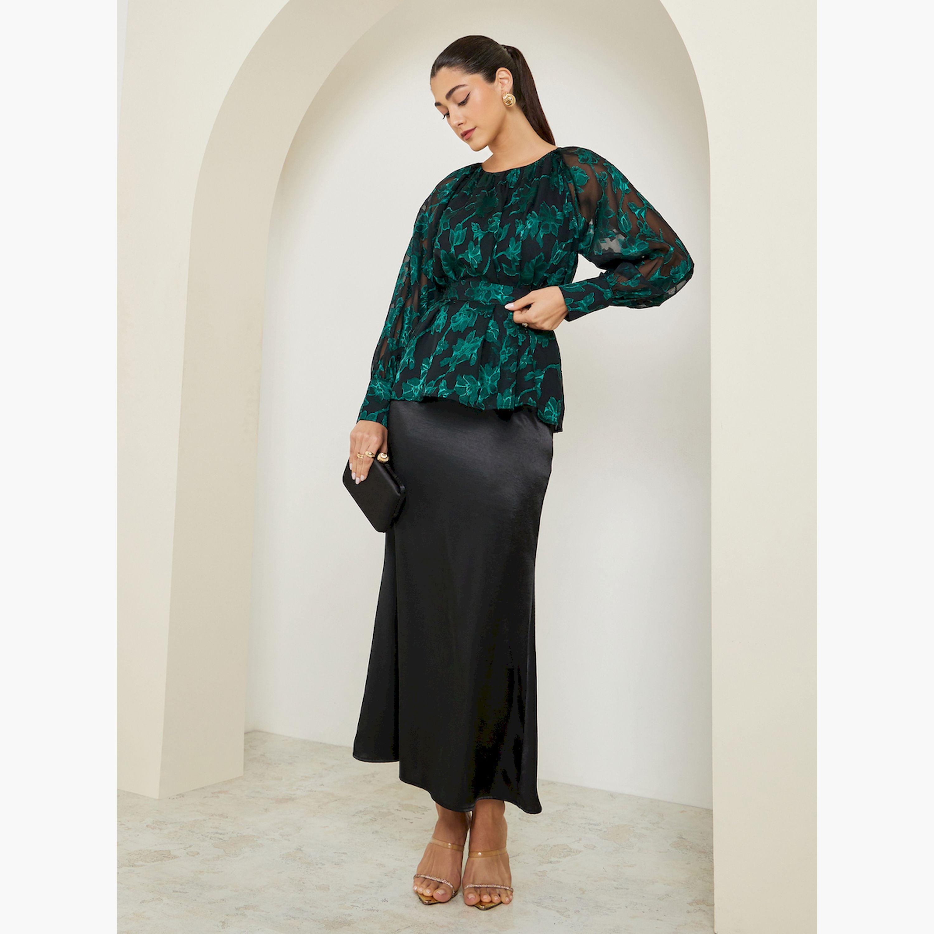 بلوزة جاكار بأكمام طويلة وطبعة زهور-women-clothing-shirtsandblouses-blouses-image-2