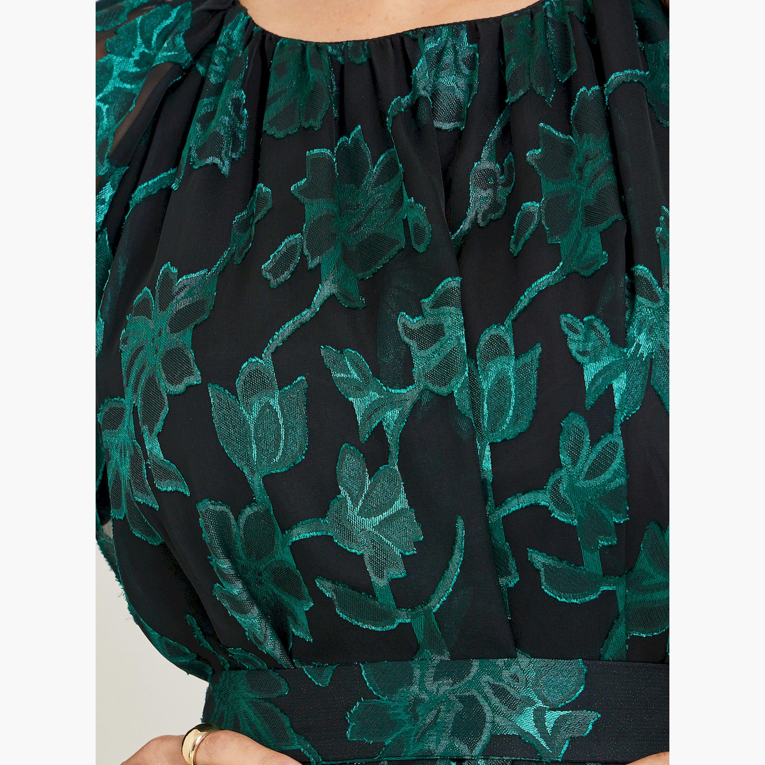 Styli Green Jacquard Floral Long Sleeve Top-women-clothing-shirtsandblouses-blouses-image-4