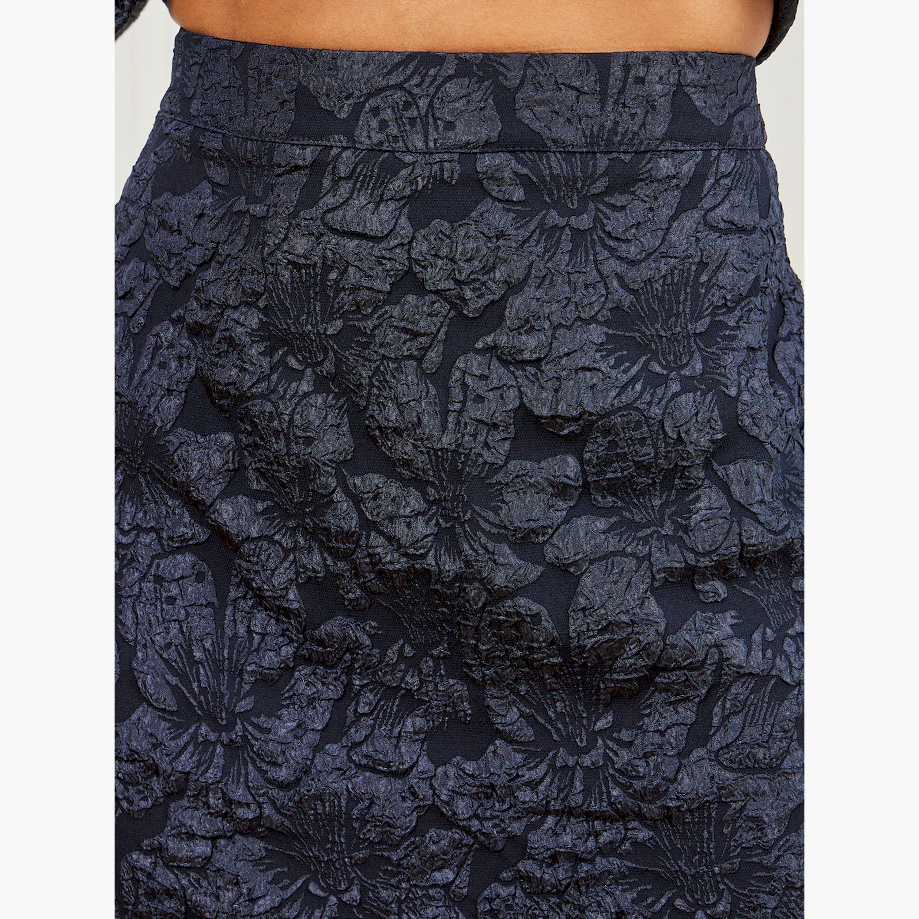 Styli Black Jacquard Midi Skirt-women-clothing-bottoms-skirts-image-3