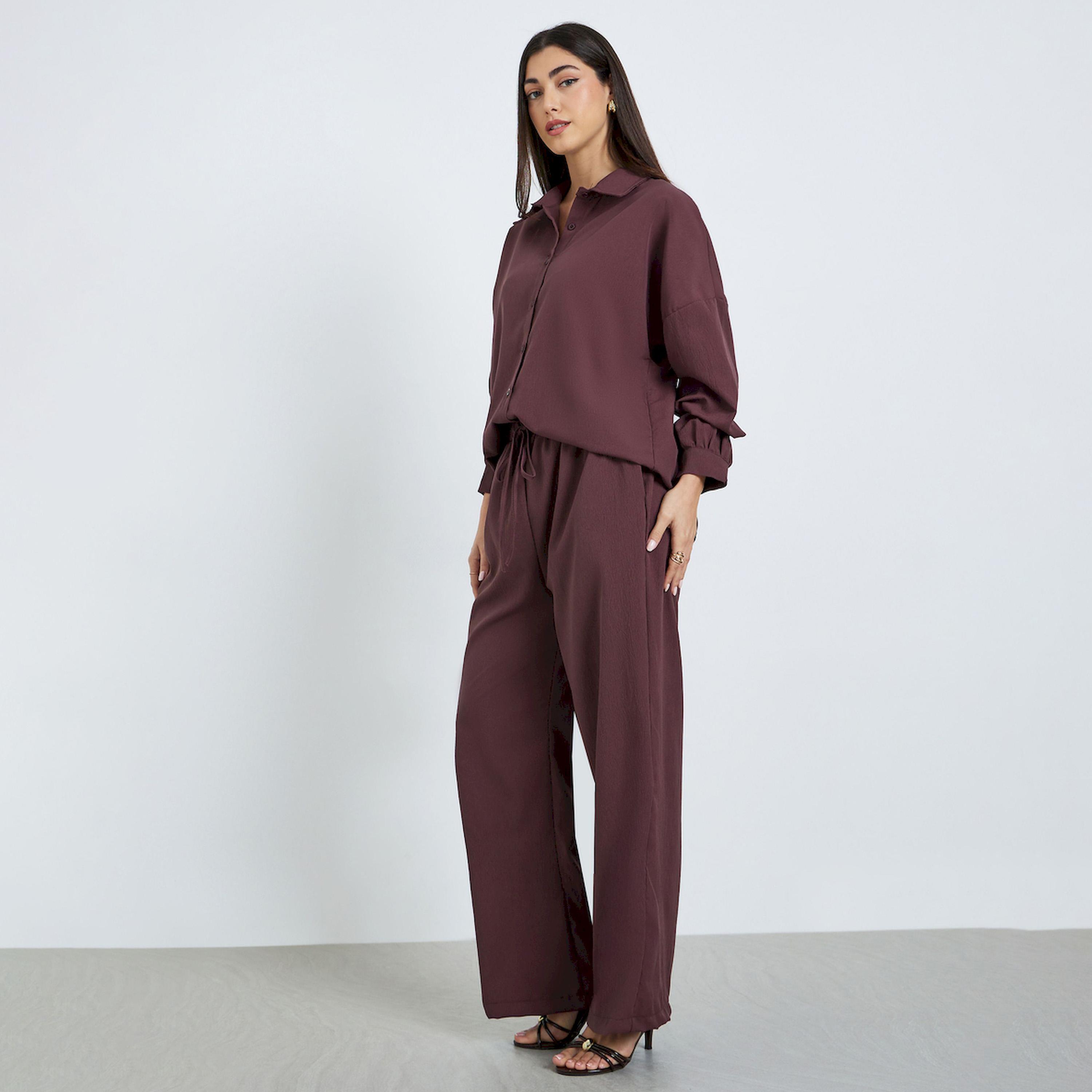 طقم من قميص فضفاض وبنطال واسع محتشم-women-arabicclothing-sets-image-1