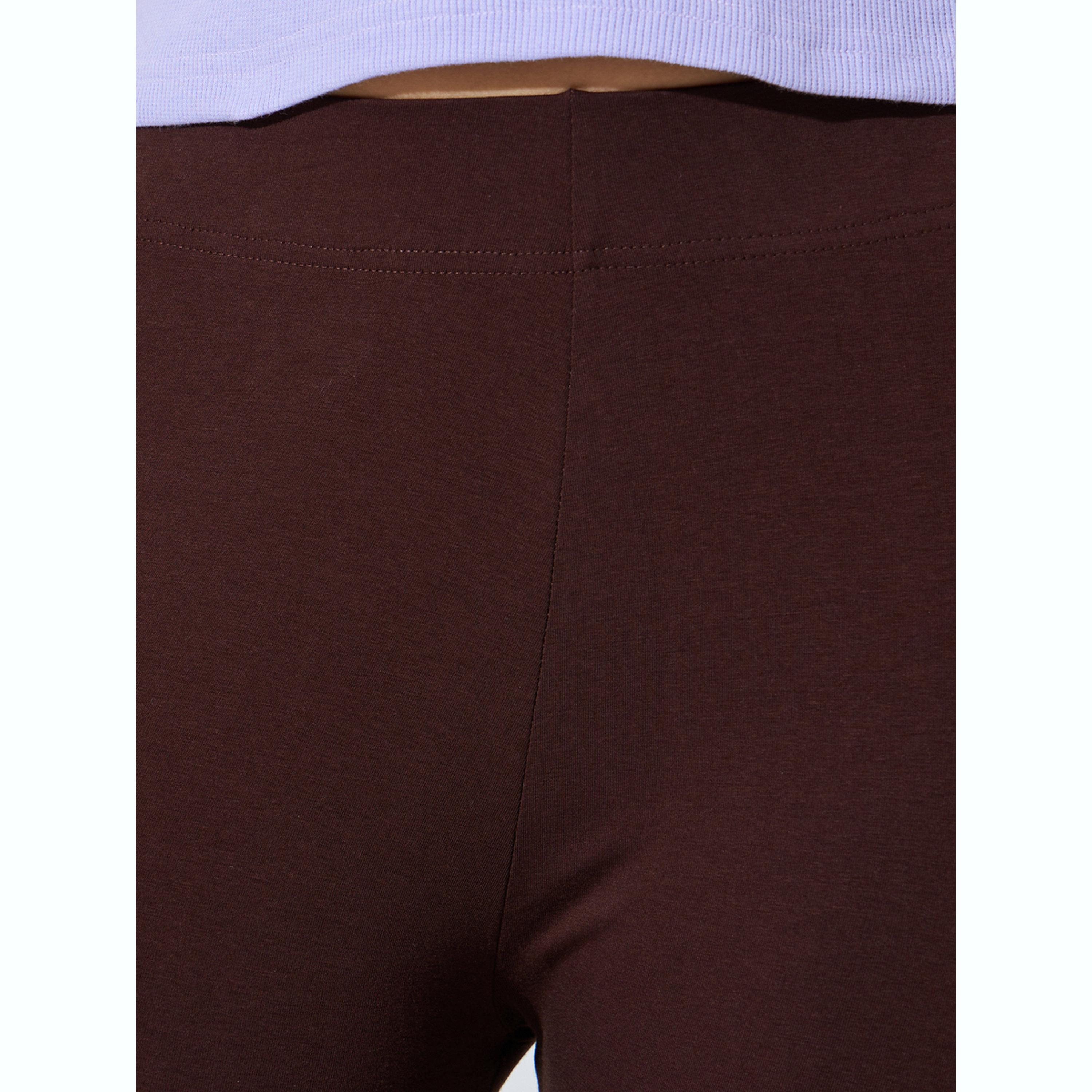 Styli Brown Solid Cotton Blend Leggings-women-clothing-bottoms-leggings-image-3