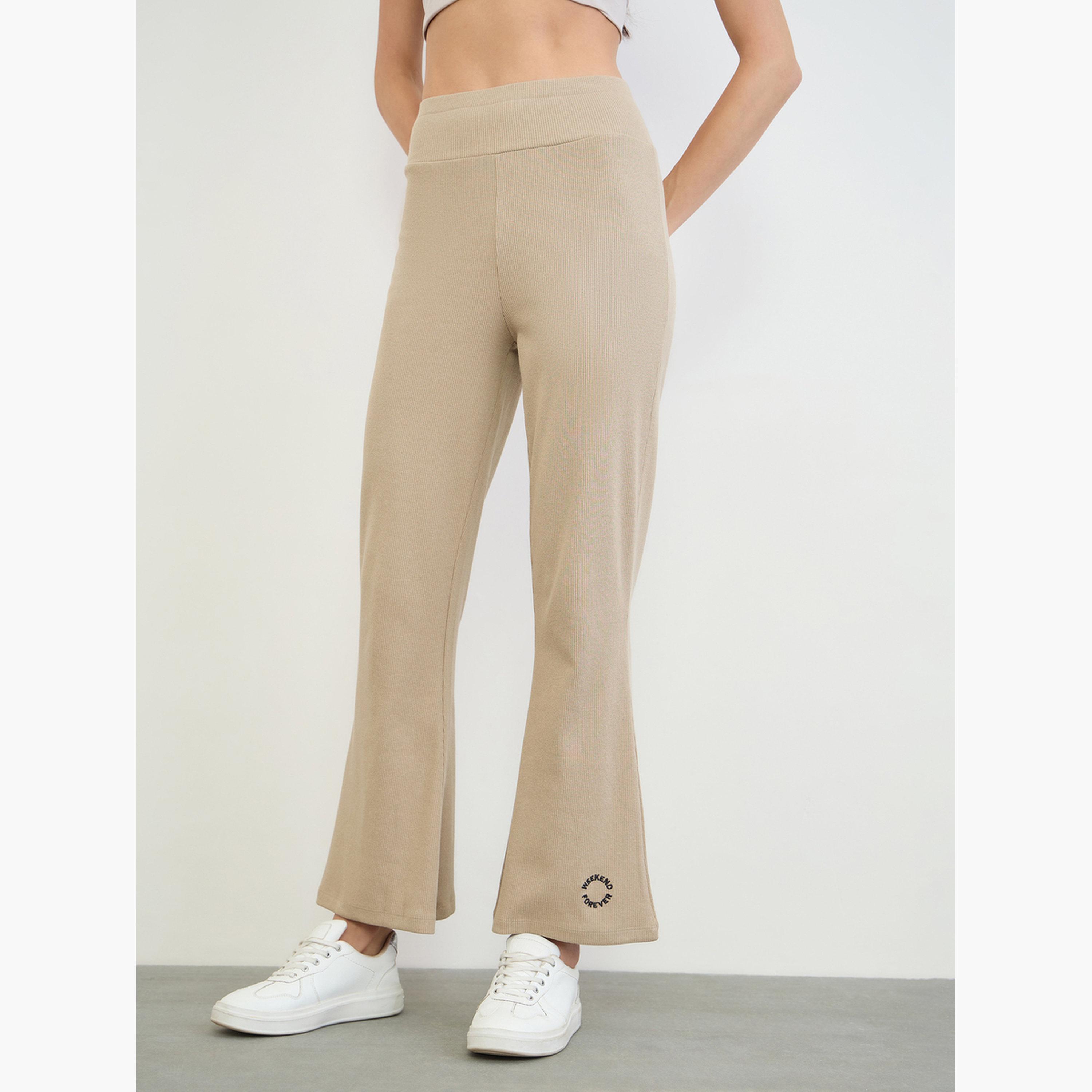 بنطال ليقنز بأرجل واسعة وتفاصيل مضلعة-women-clothing-leggings-image-1