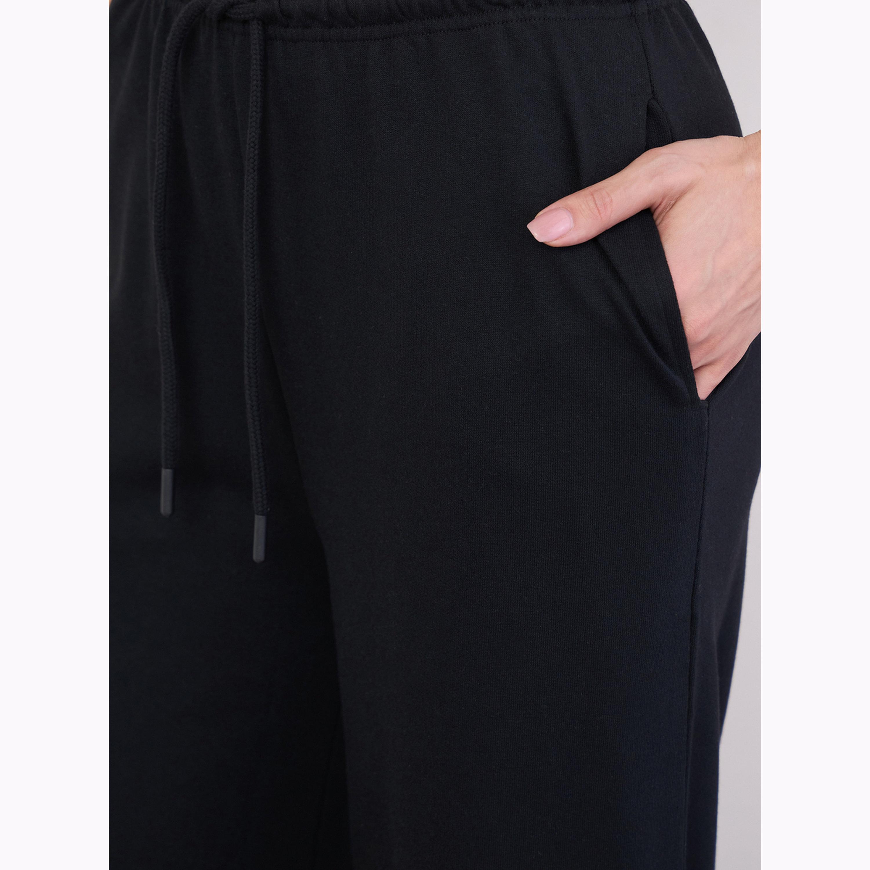 Styli Black Wide Leg Cotton Blend Joggers-women-clothing-bottoms-joggers-image-3