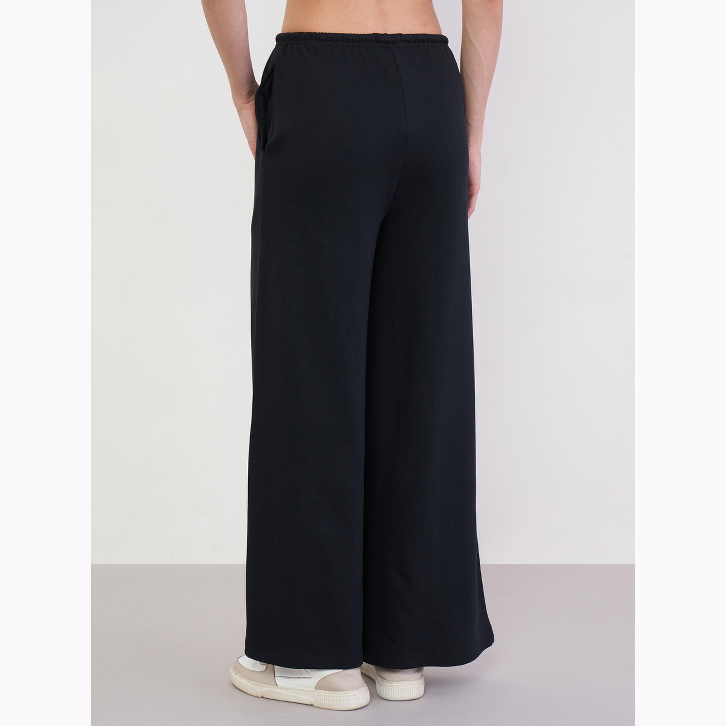 Styli Black Wide Leg Cotton Blend Joggers-women-clothing-bottoms-joggers-image-4