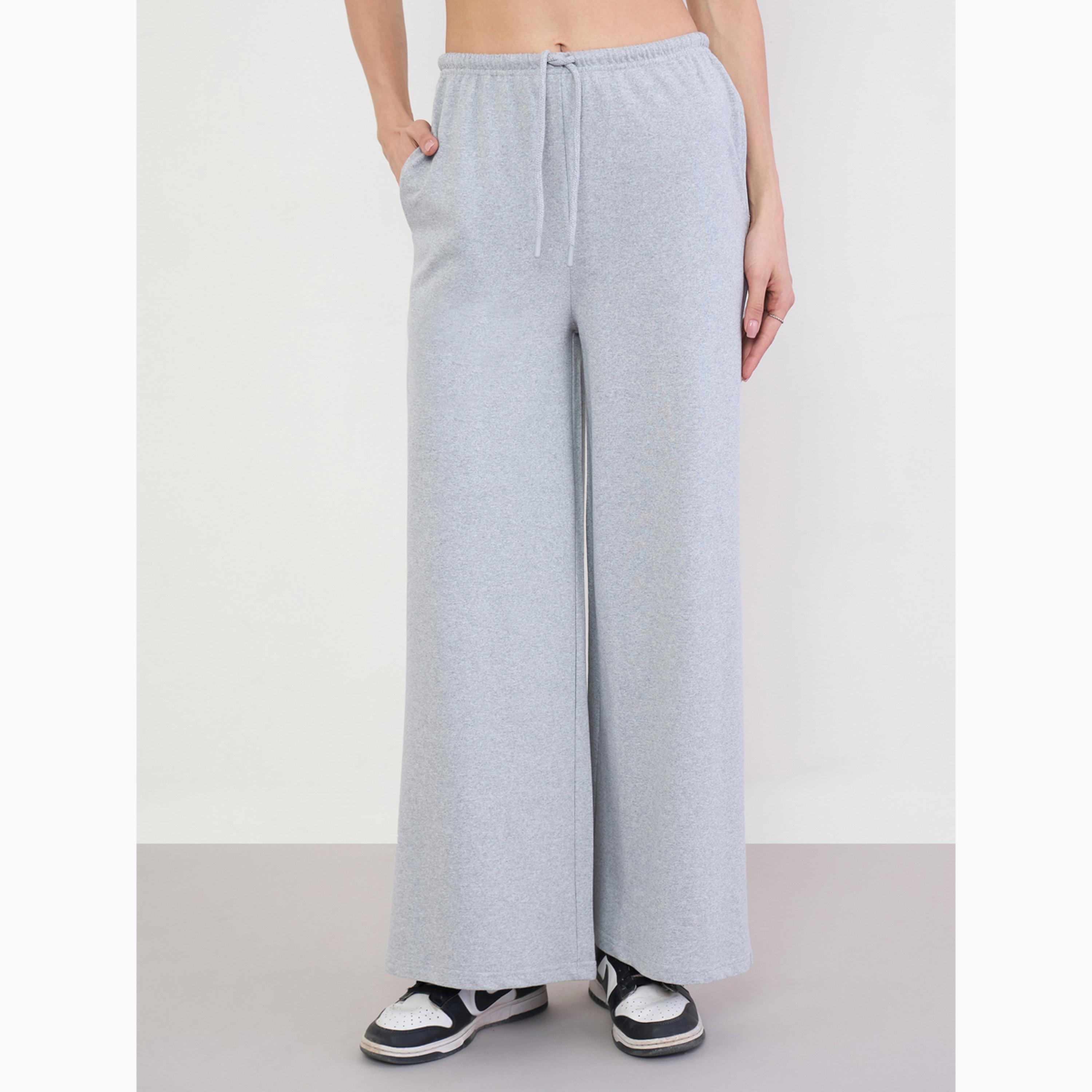 Styli Grey Wide Leg Joggers with Drawstring-women-clothing-bottoms-joggers-image-1