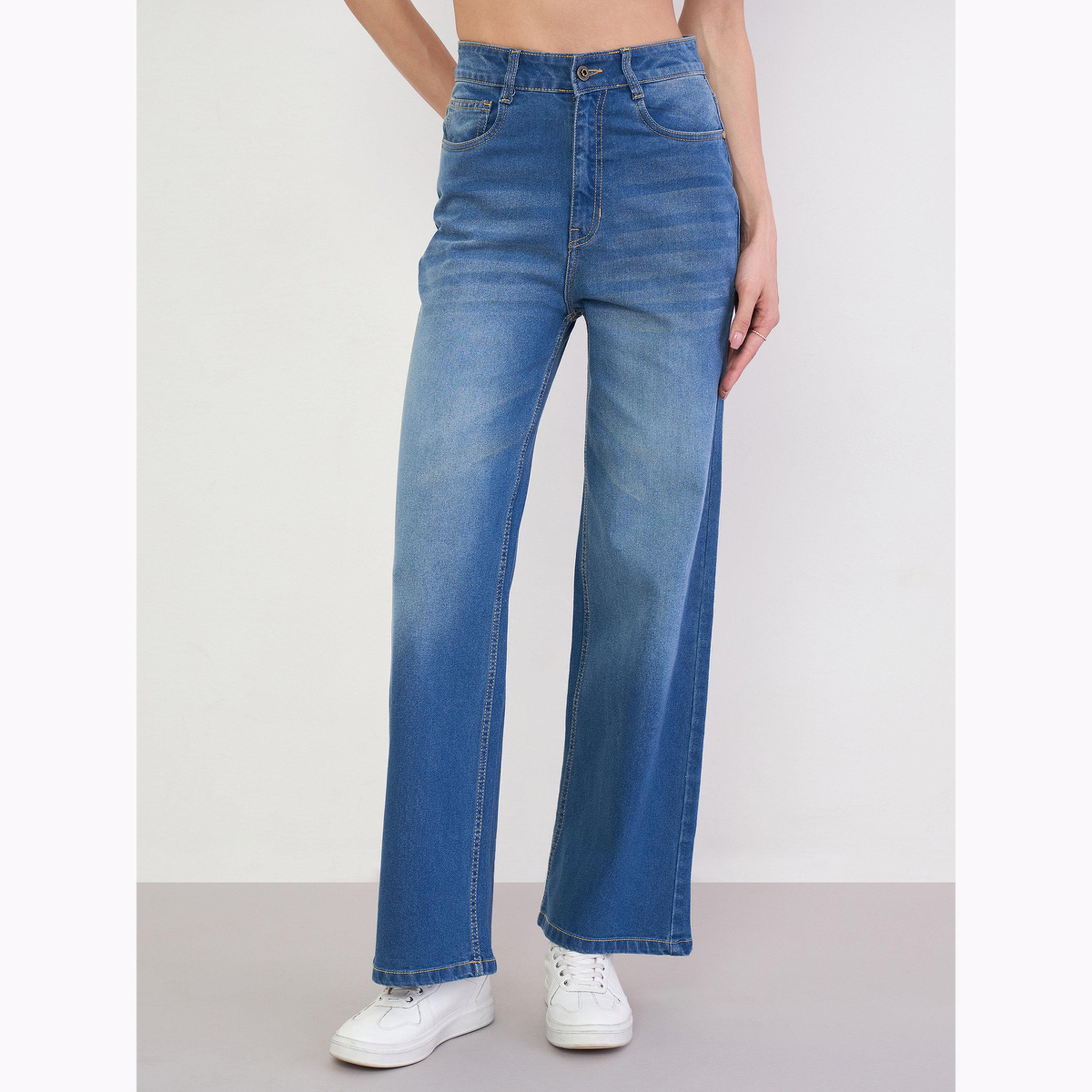 جينز بخصر مرتفع وبتصميم واسع-women-clothing-bottoms-jeans-image-1