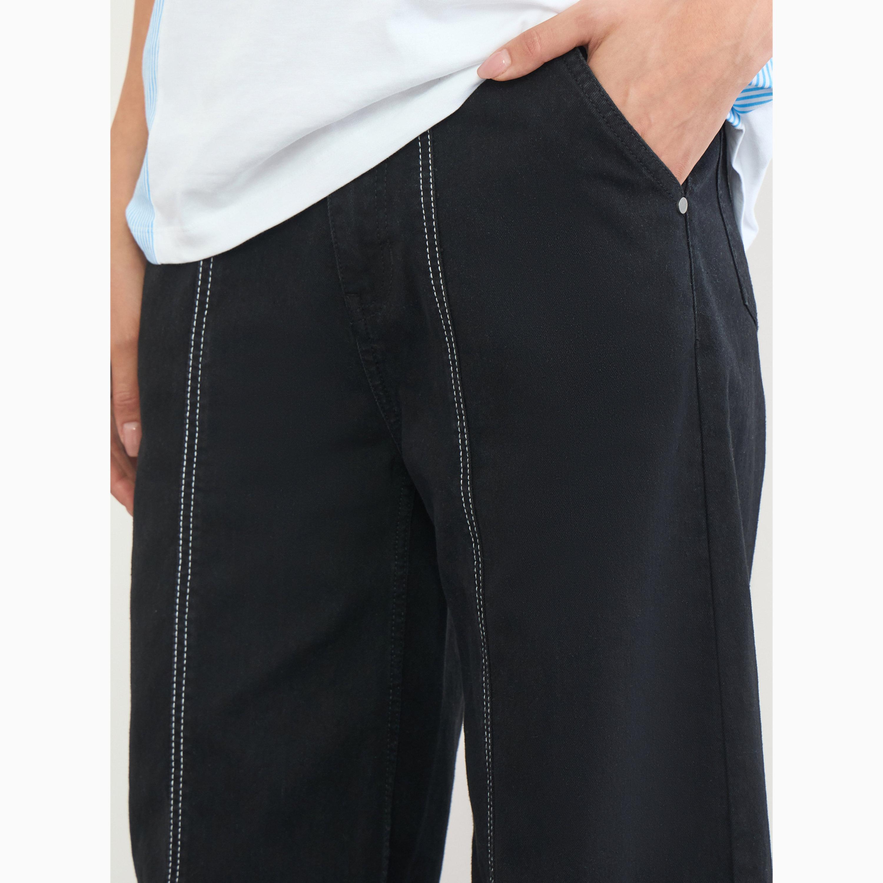 جينز بأرجل واسعة وخصر عالي بتفاصيل خياطة-women-clothing-bottoms-jeans-image-3