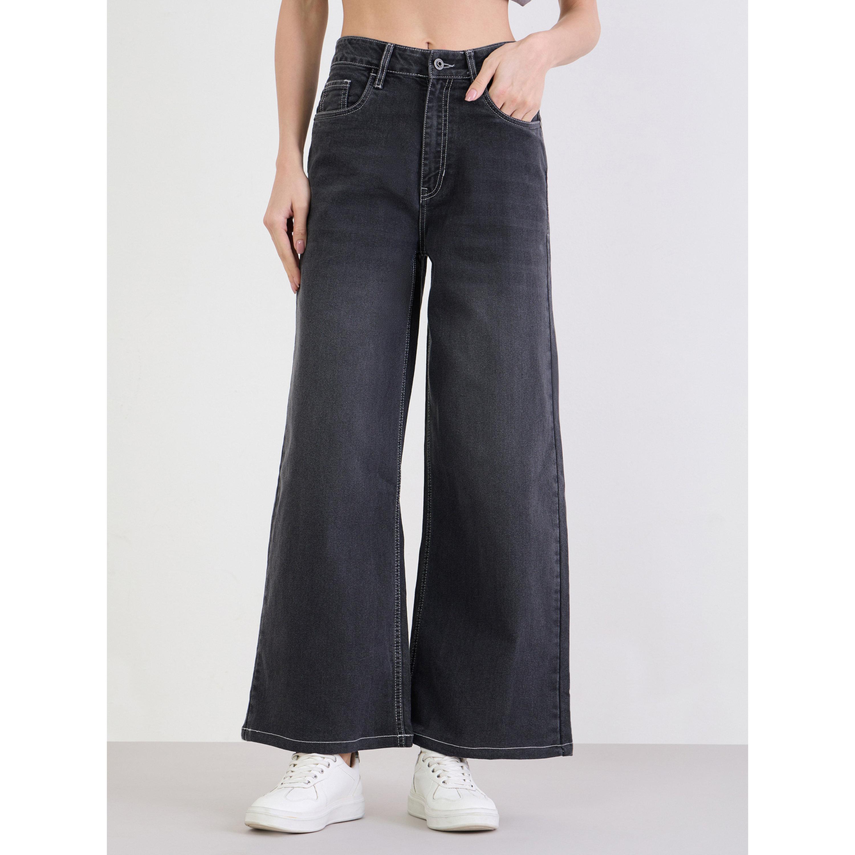 Styli Women Charcoal Wide Leg Jeans-women-clothing-bottoms-jeans-image-1
