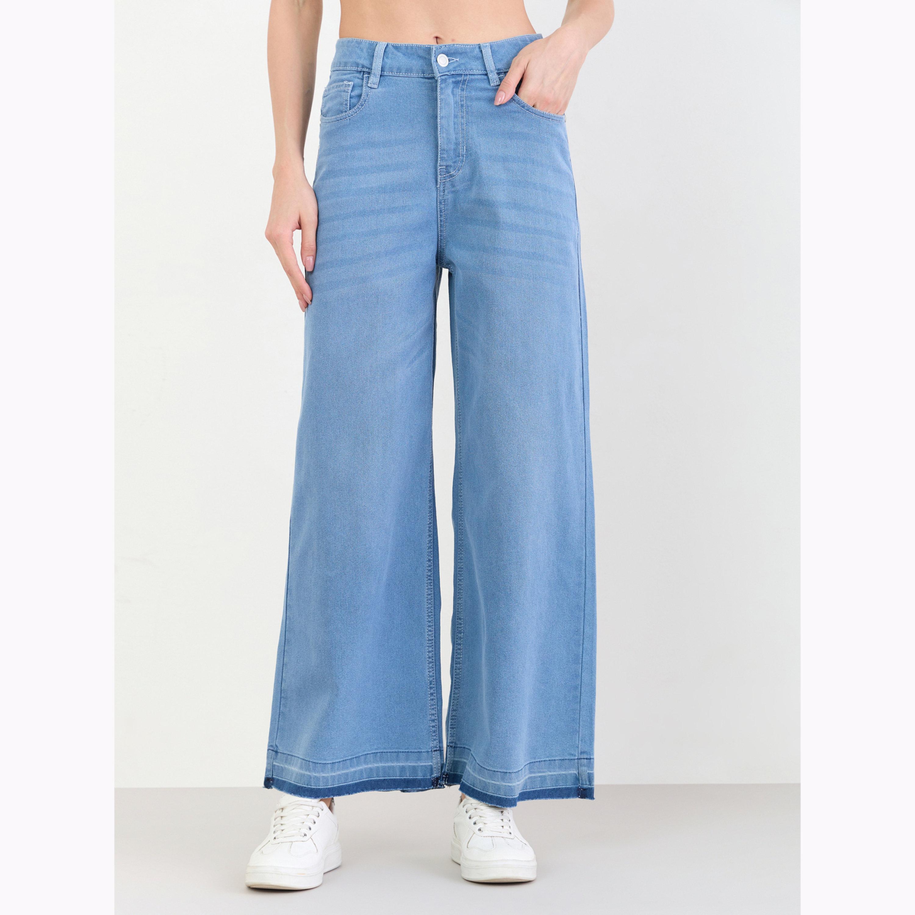 جينز بخصر متوسط الارتفاع وأرجل واسعة-women-clothing-bottoms-jeans-image-1