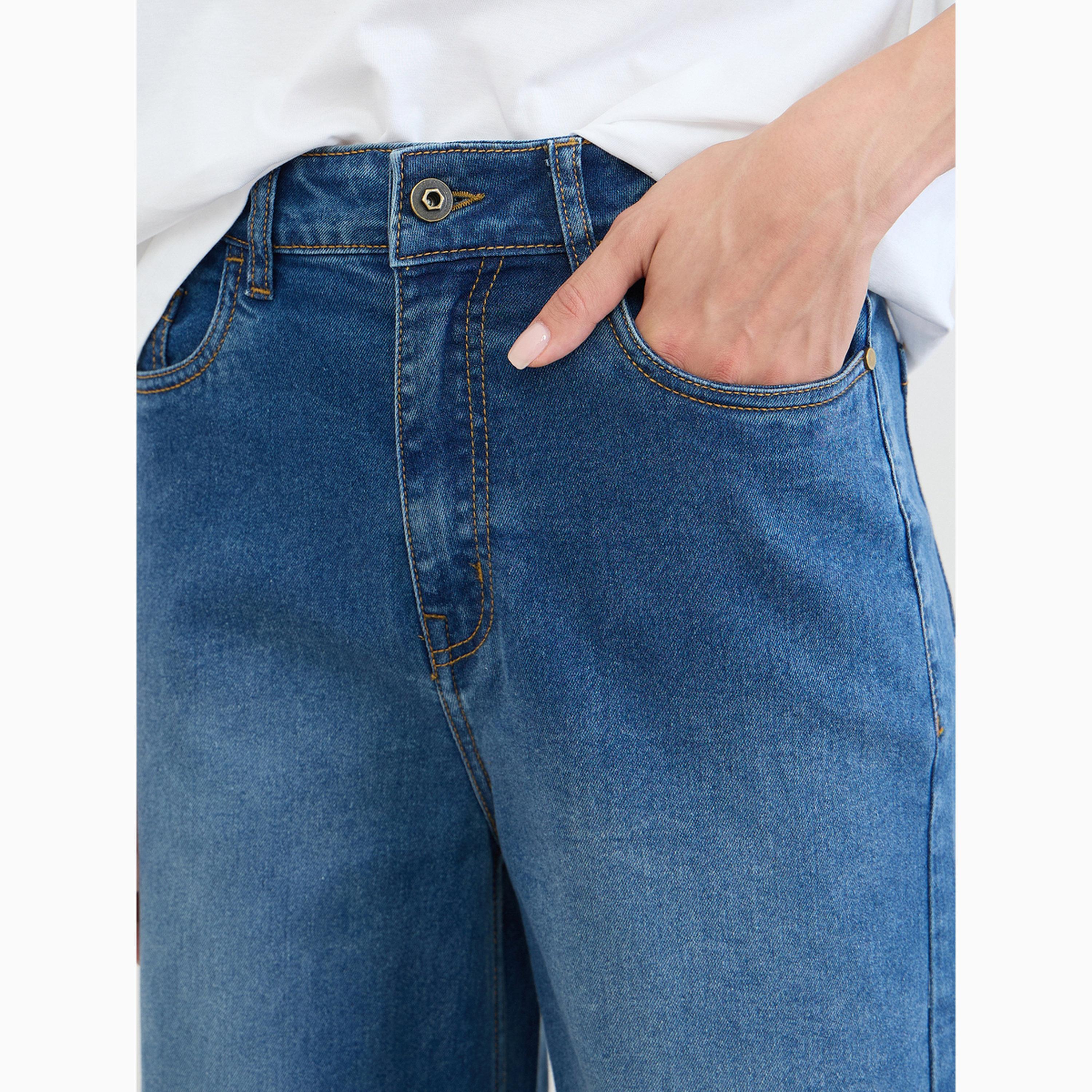 جينز بخصر عالي وأرجل واسعة غسيل باهت-women-clothing-bottoms-jeans-image-3