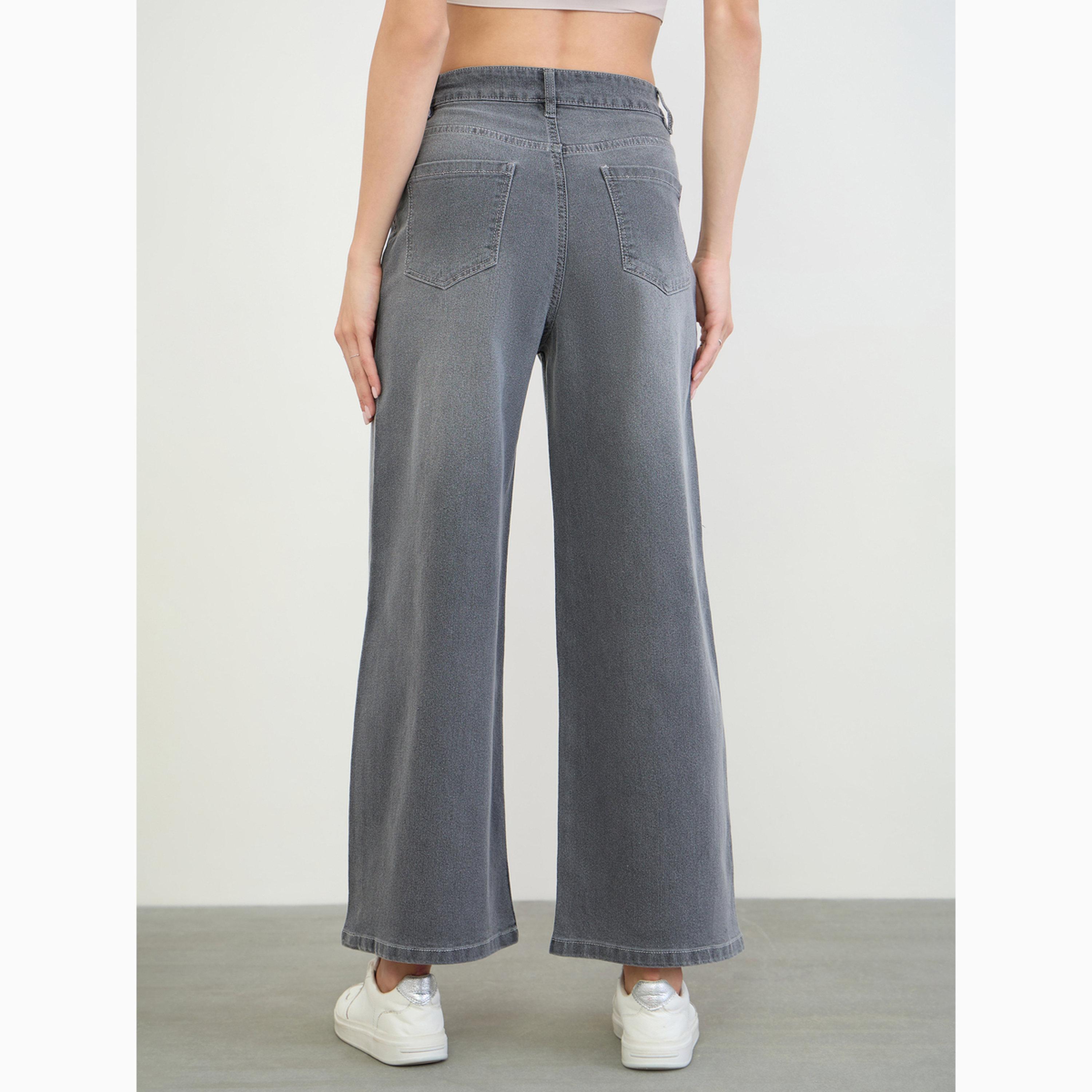 جينز بخصر عالي وأرجل واسعة غسيل باهت-women-clothing-bottoms-jeans-image-4