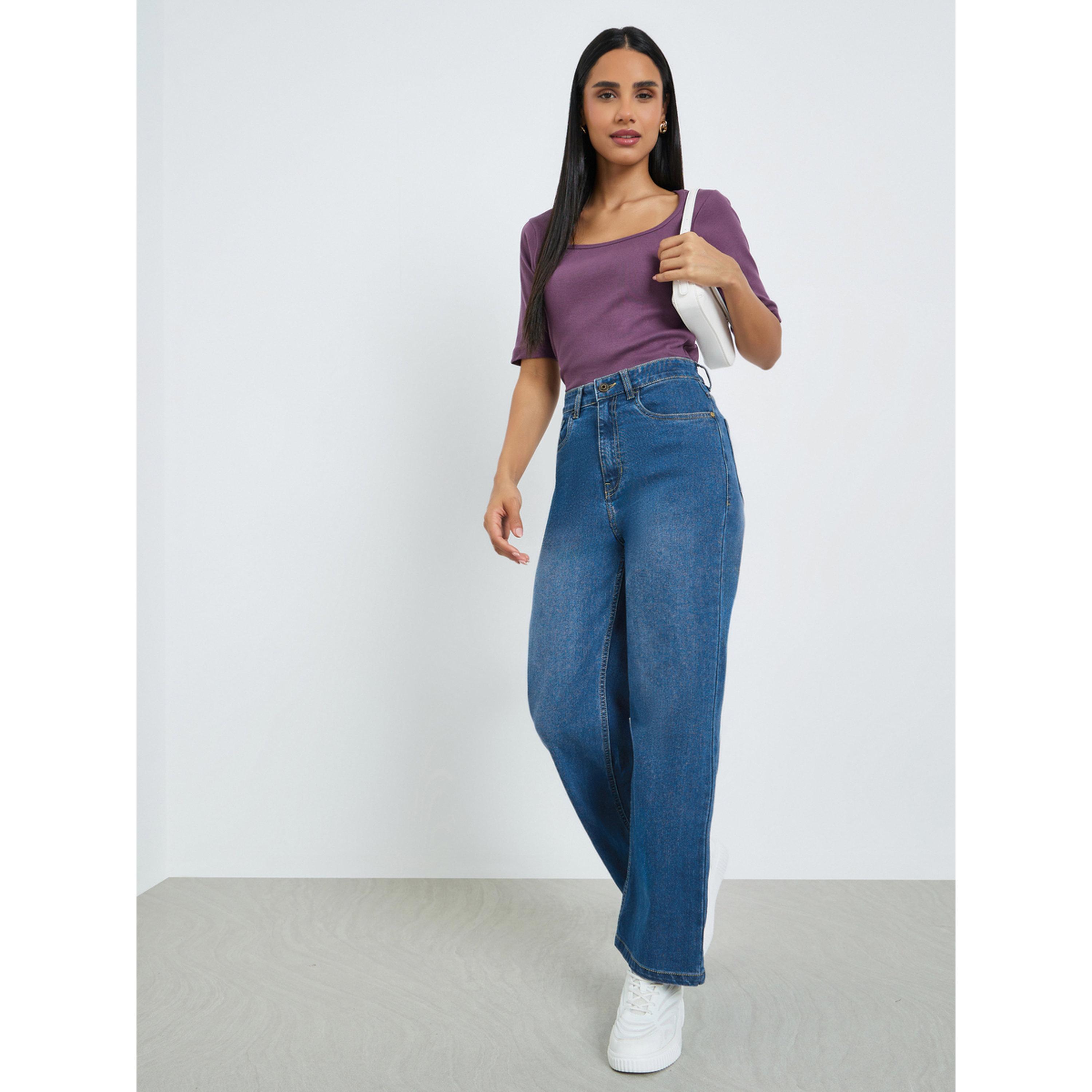 Styli Blue Straight Leg Low Fade Jeans-women-clothing-bottoms-jeans-image-2