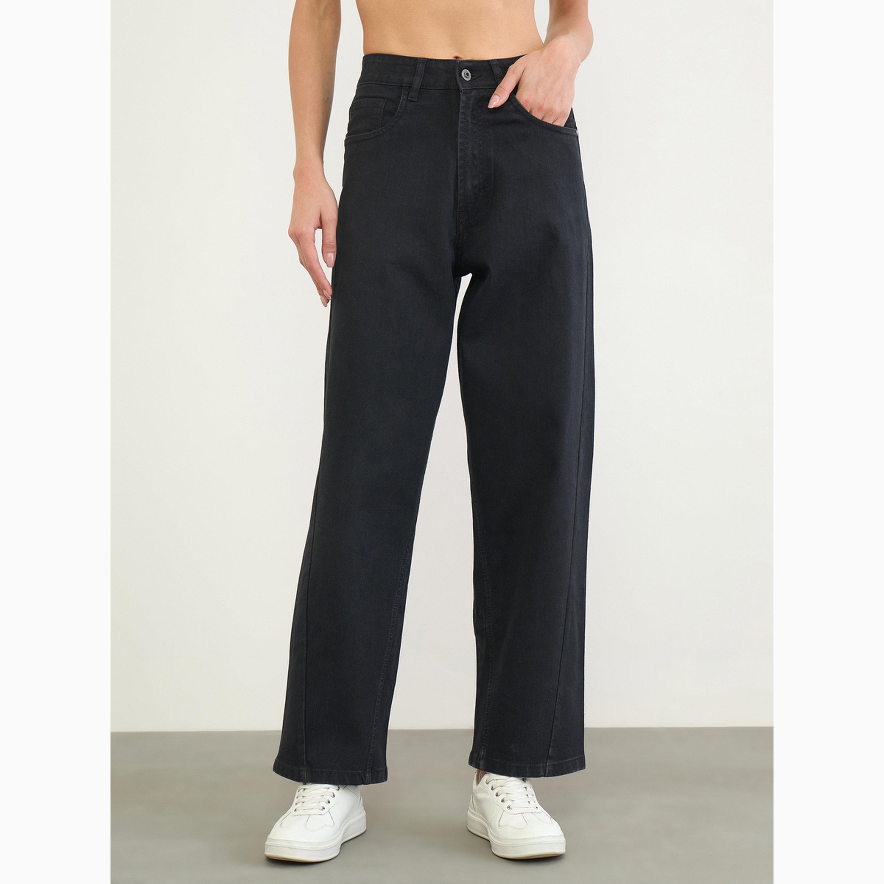 Styli Mid Rise Enzyme Washed Barrel Fit Jeans-women-clothing-bottoms-jeans-image-1