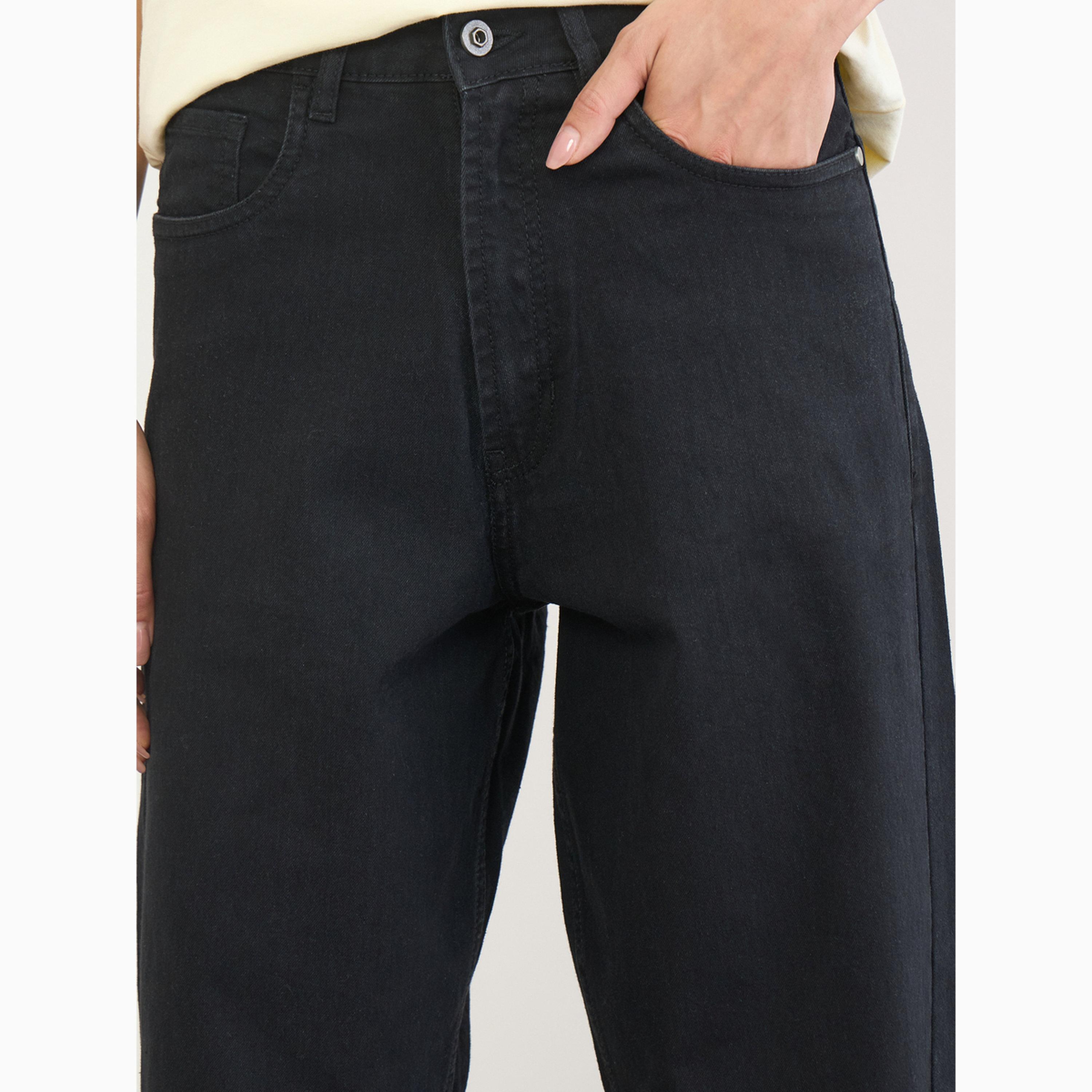 جينز بخصر متوسط الارتفاع وقصة باريل (Barrel Fit) مغسول بالإنزيم-women-clothing-bottoms-jeans-image-3