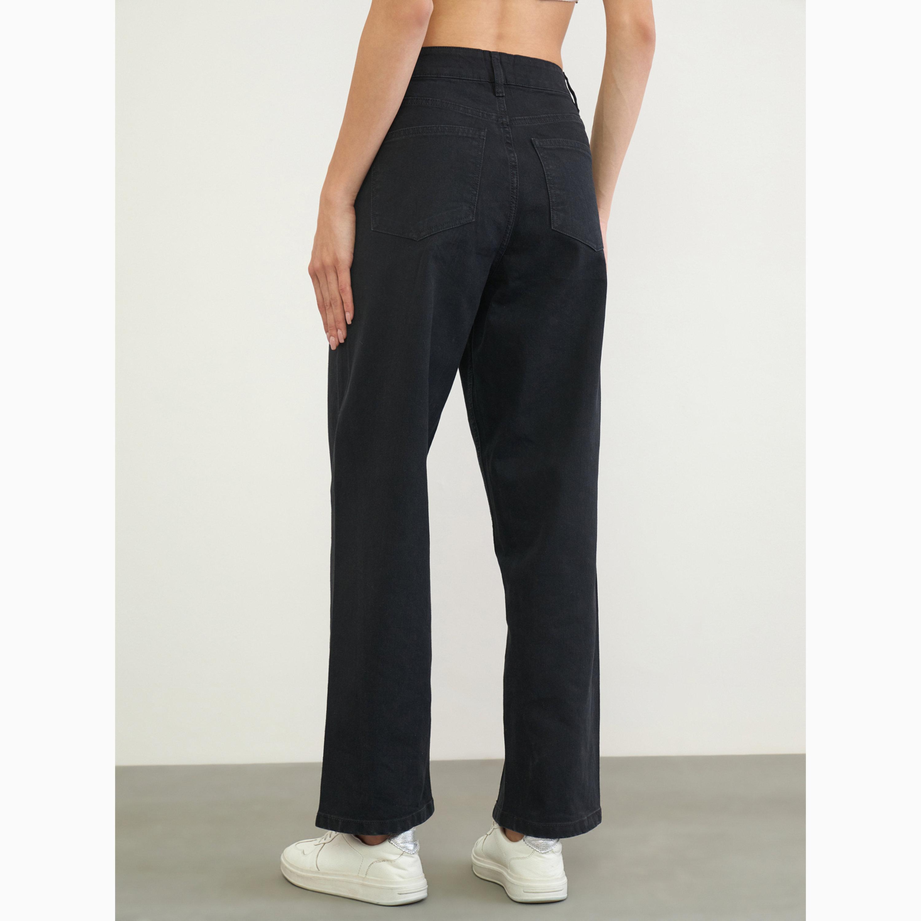 جينز بخصر متوسط الارتفاع وقصة باريل (Barrel Fit) مغسول بالإنزيم-women-clothing-bottoms-jeans-image-4