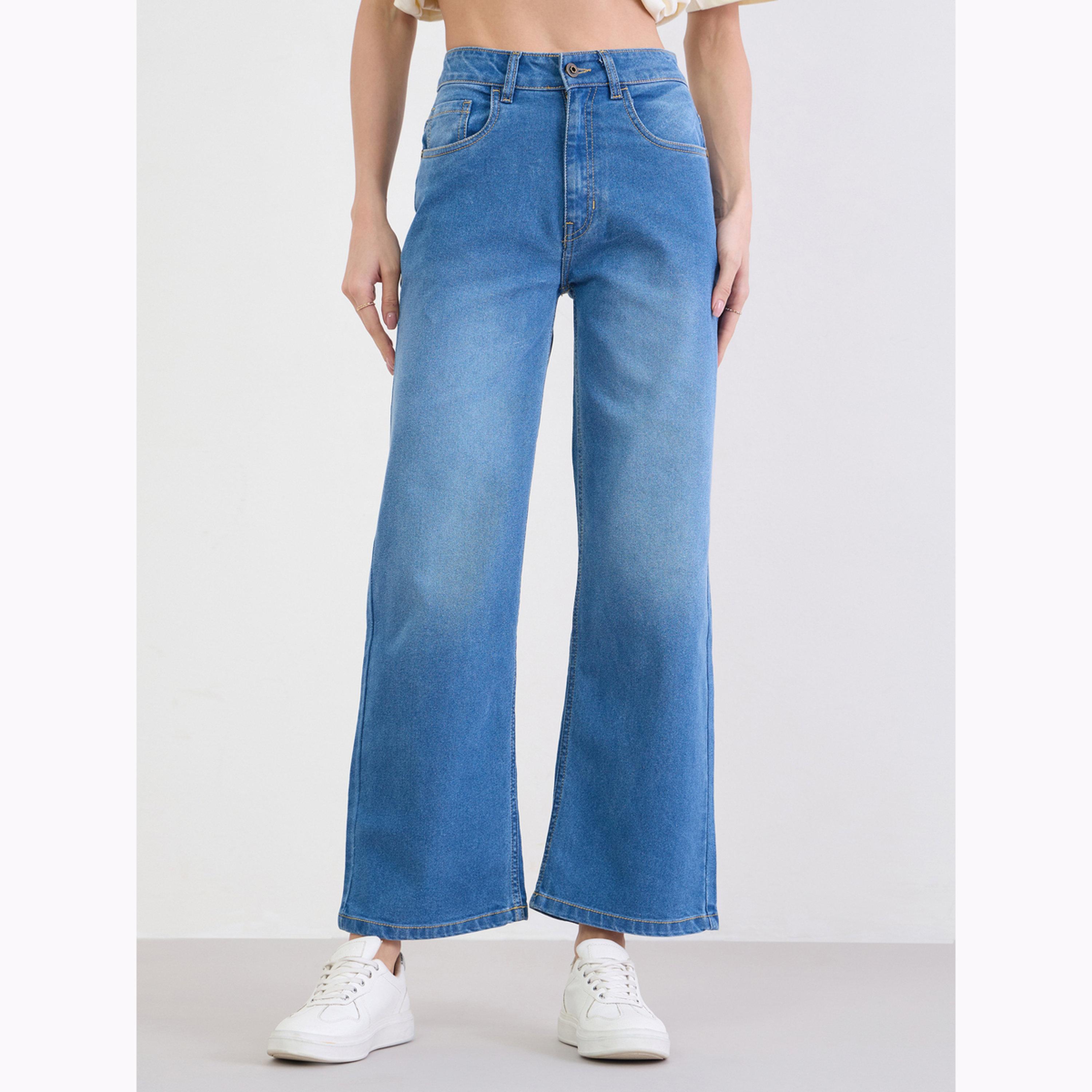 Styli Mid Rise Washed Straight Fit Jeans-women-clothing-bottoms-jeans-image-1