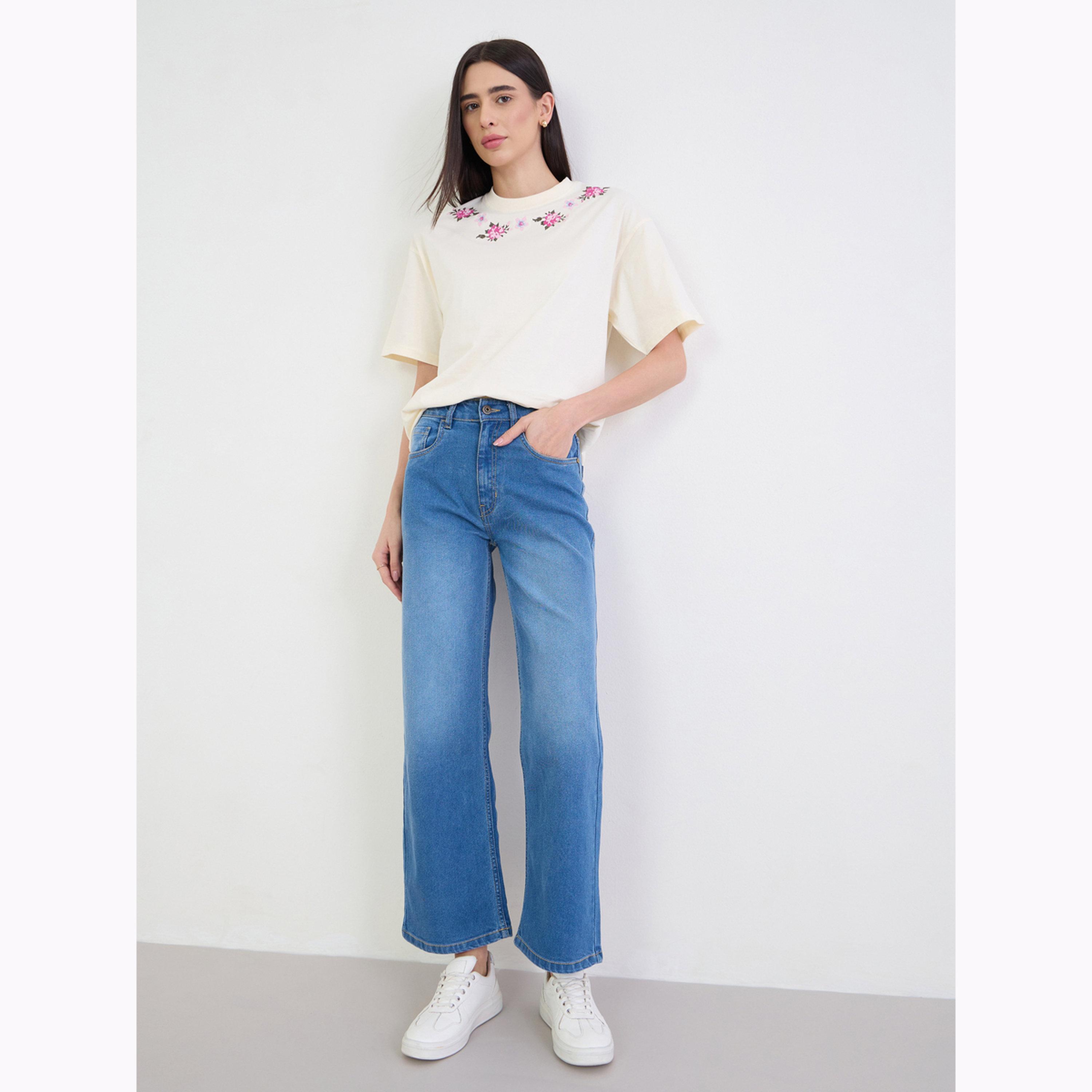 Styli Mid Rise Washed Straight Fit Jeans-women-clothing-bottoms-jeans-image-2