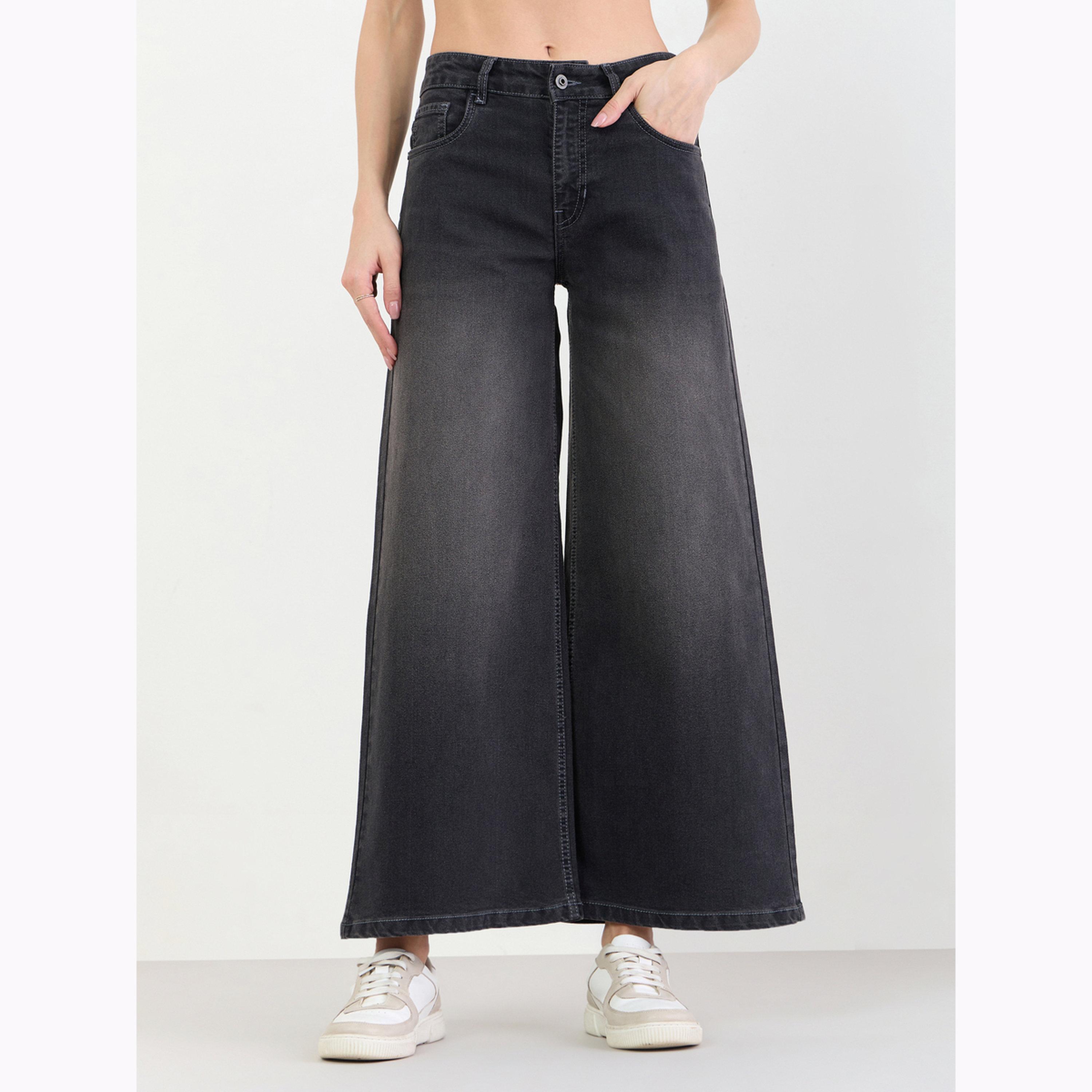 Styli Women Charcoal Wide Leg Jeans-women-clothing-bottoms-jeans-image-1