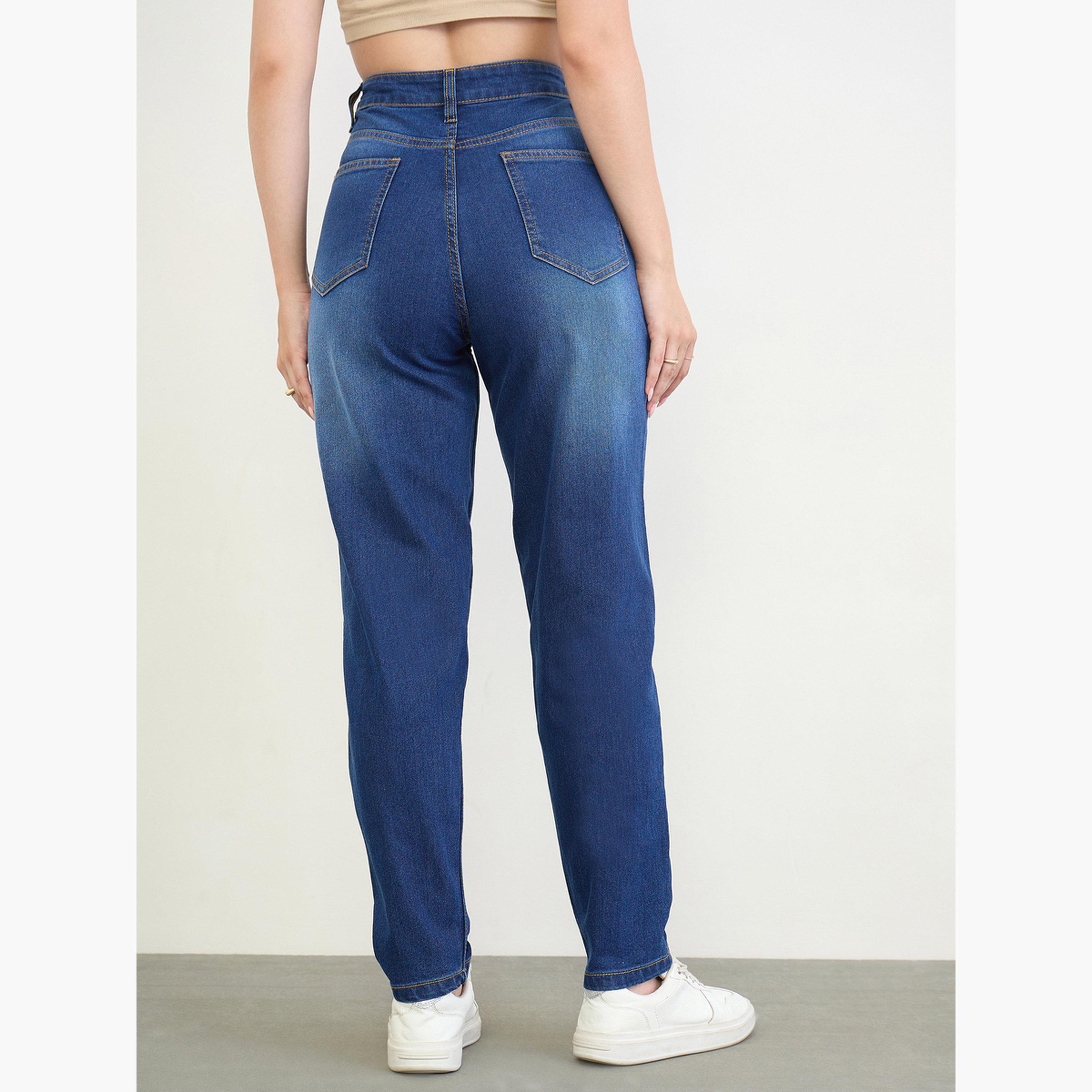 جينز بخصر مرتفع وقصة تضيق تدريجياً-women-clothing-jeans-image-4