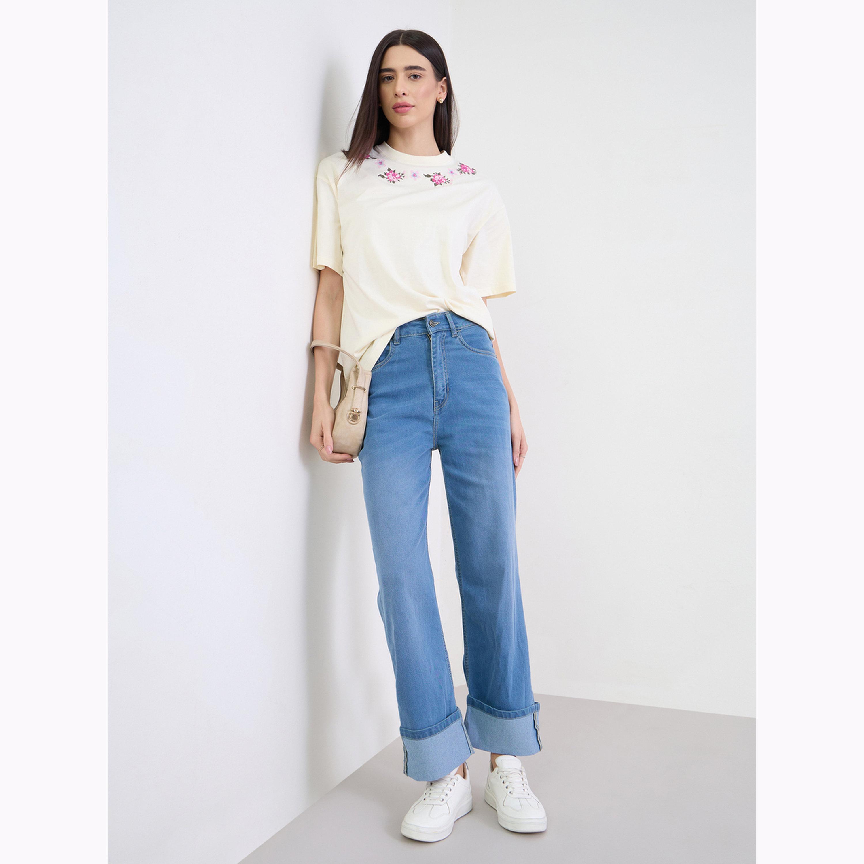 Styli Turn-Up Hem Straight Leg Jeans-women-clothing-bottoms-jeans-image-2